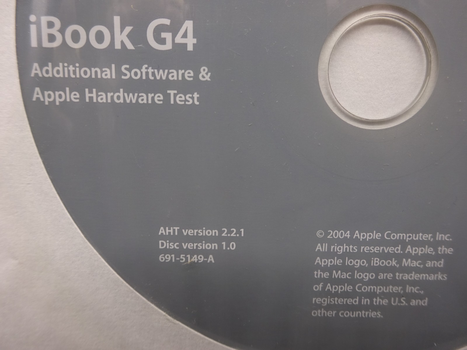 iBook G4 Apple Hardware Test & Install 1 & 2 DVD 2004 2Z691-5435-A 2Z691-5436-A