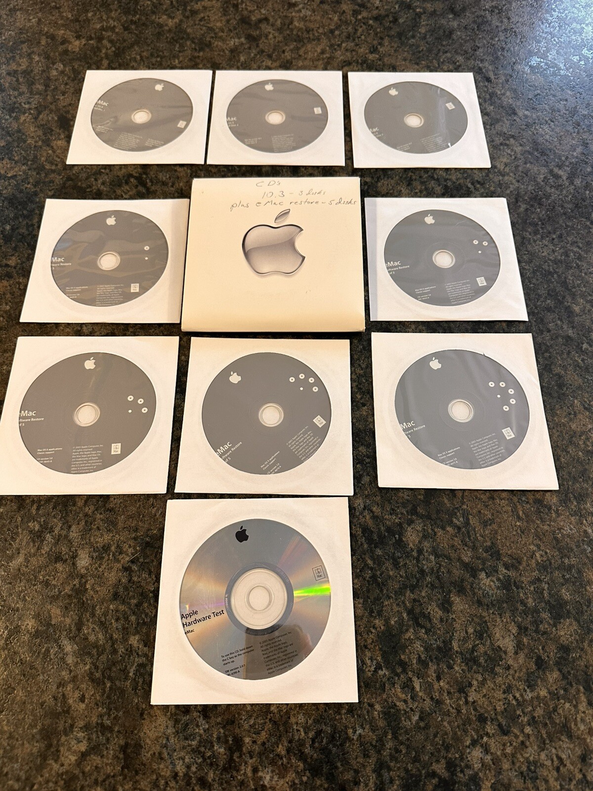 Lot of 9 Apple eMac OS X 10.3 And Software Restore 2003 Disks