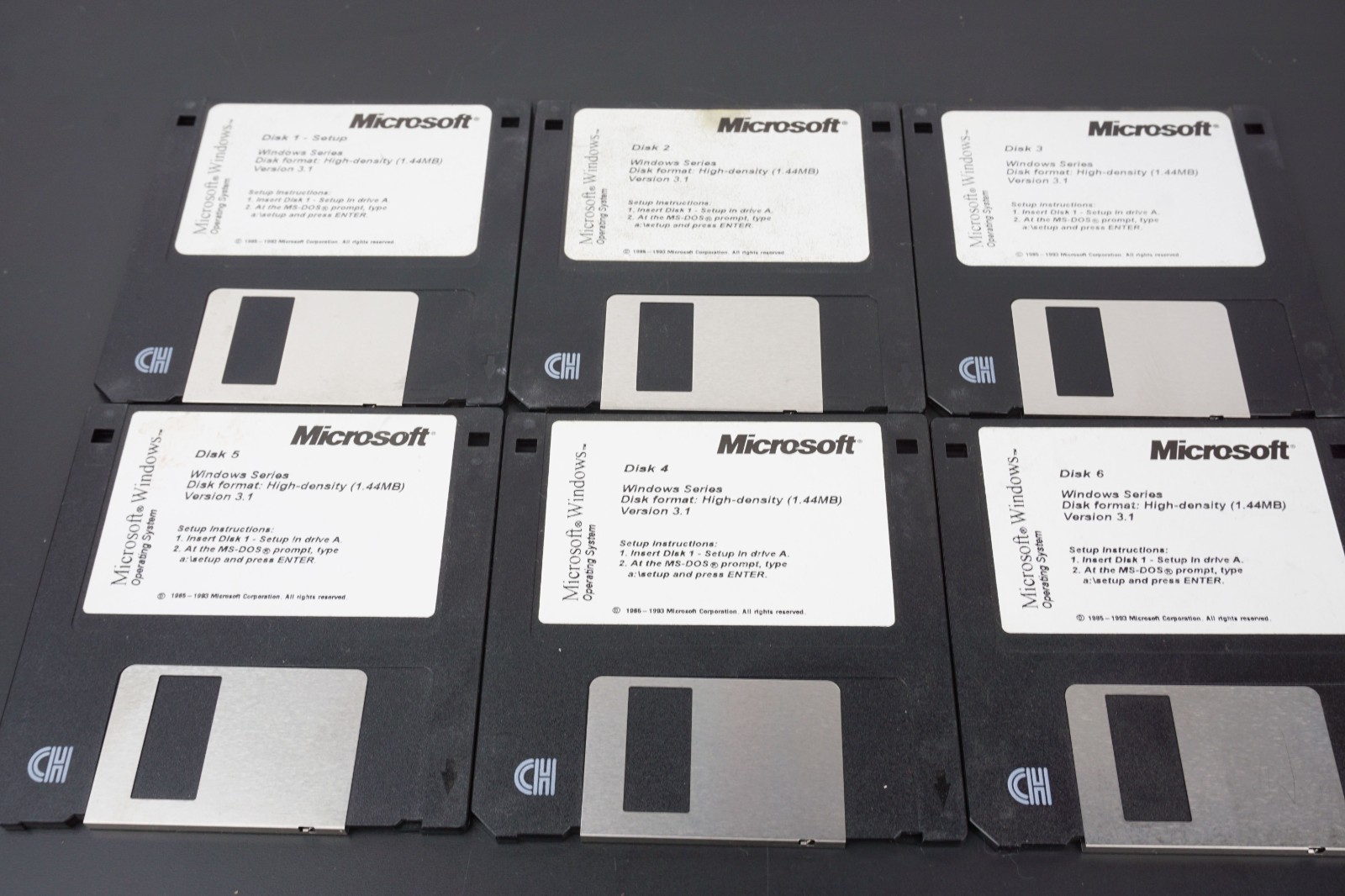 Microsoft Windows 3.1 Operating System 3.5″ Floppy Disk Set Complete OEM 6 Disks