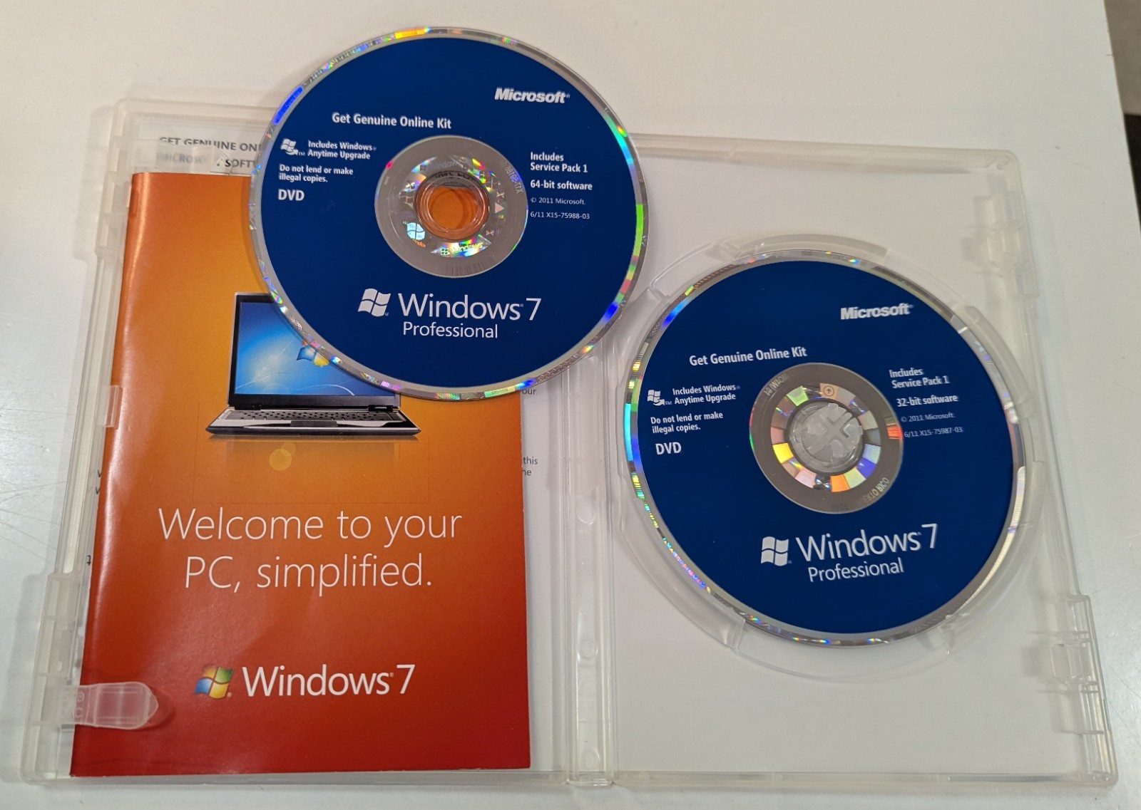MICROSOFT Windows Pro 7 SP1 32-bit and 64-bit Software- Get Genuine Online Kit