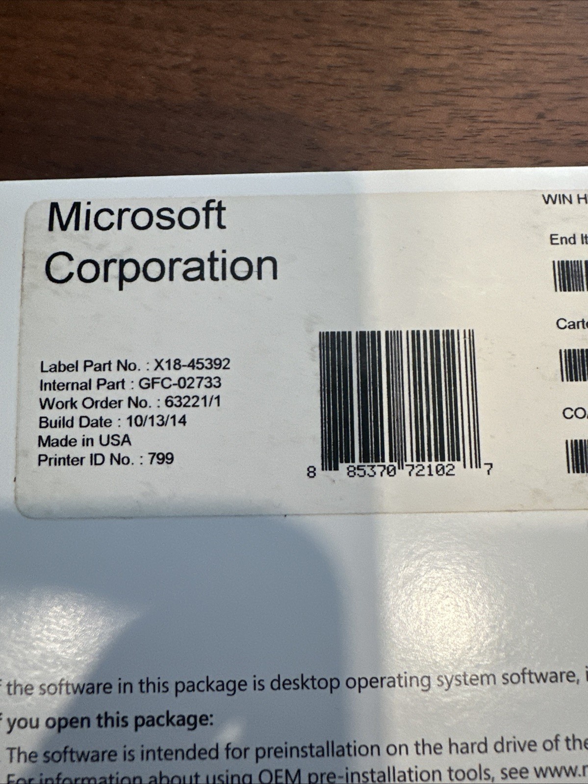 New Windows HMPREM 7 SP1 X64 ENGLISH 1PK DSP OEI DVD LCP 10/13/14
