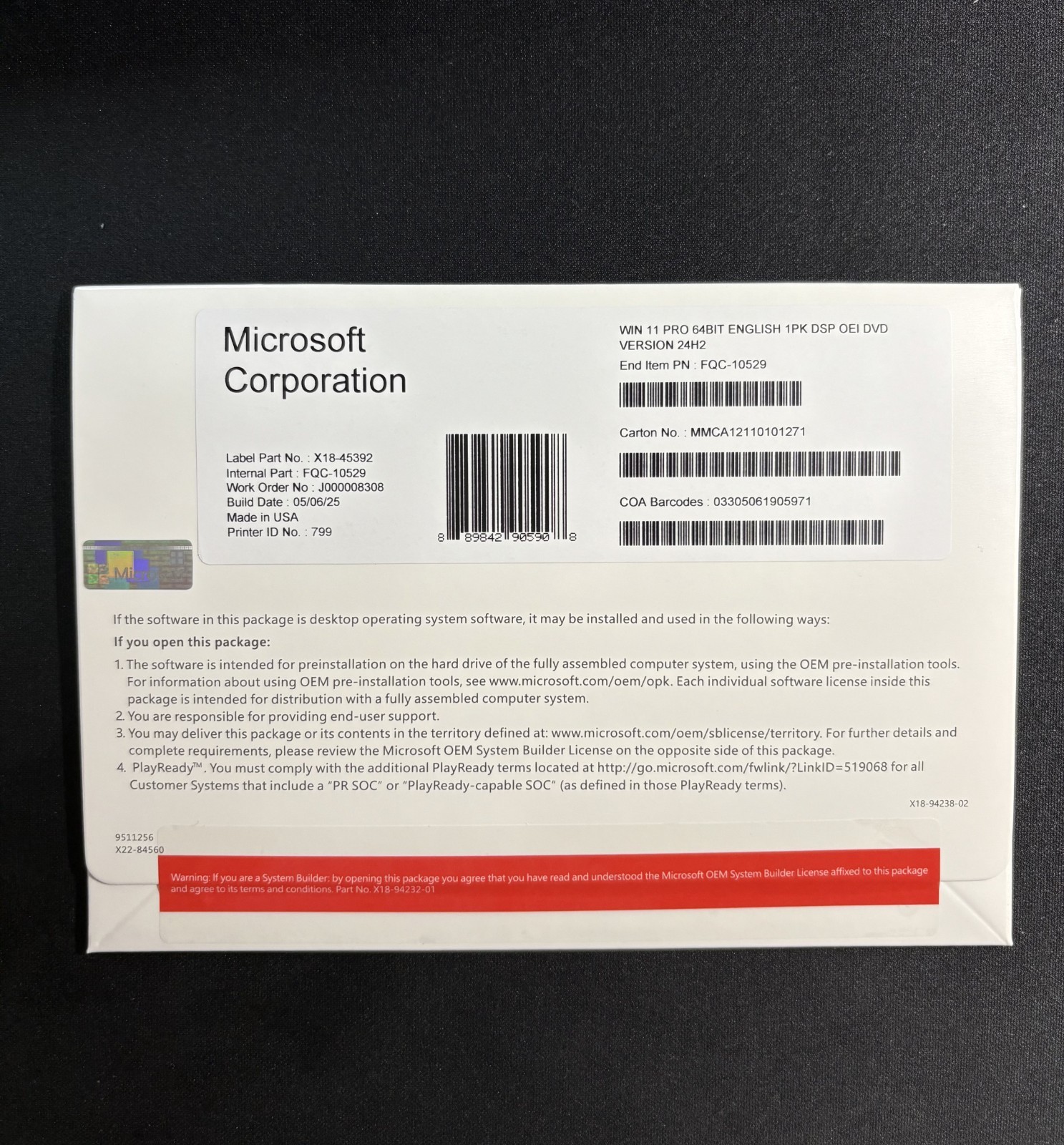 Win 11 Pro 64-Bit DVD & License Product Key Factory Sealed US Shipping