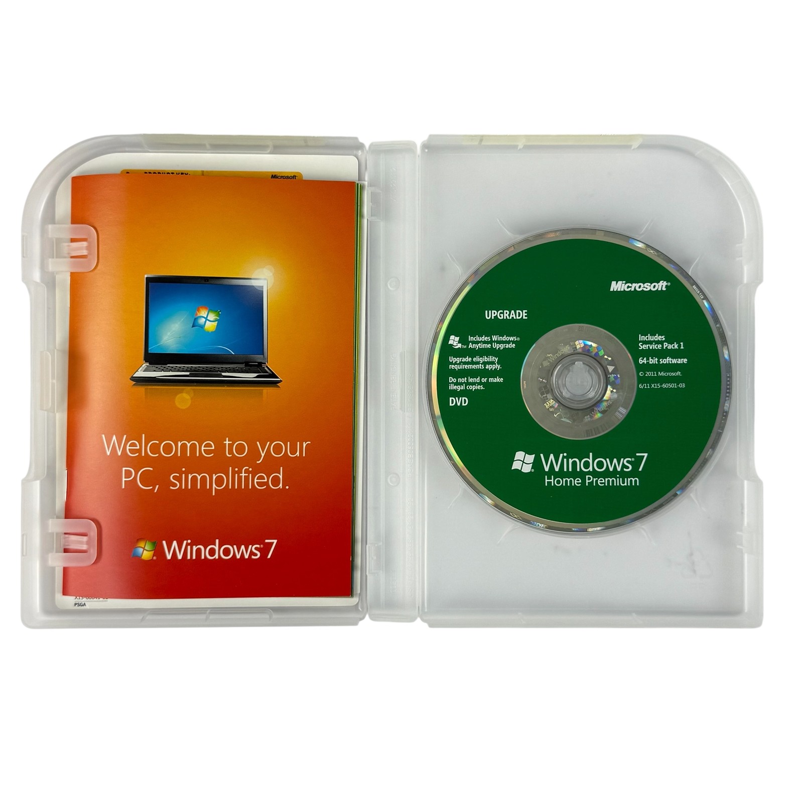 Microsoft Windows 7 Home Premium Upgrade DVD SP1 64-bit English w Product Key