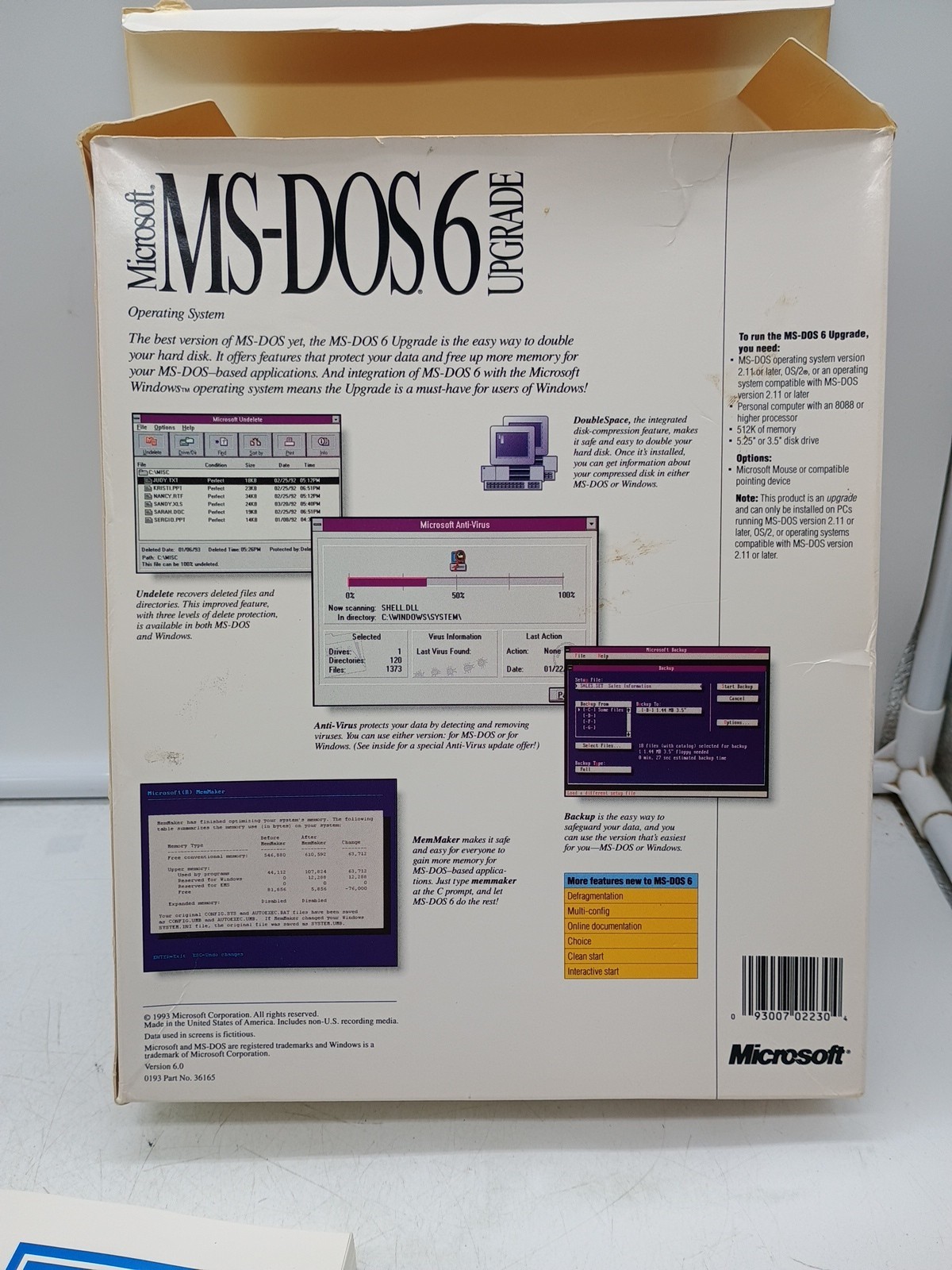 Vintage Microsoft MS-DOS 6 Software Upgrade Operating System