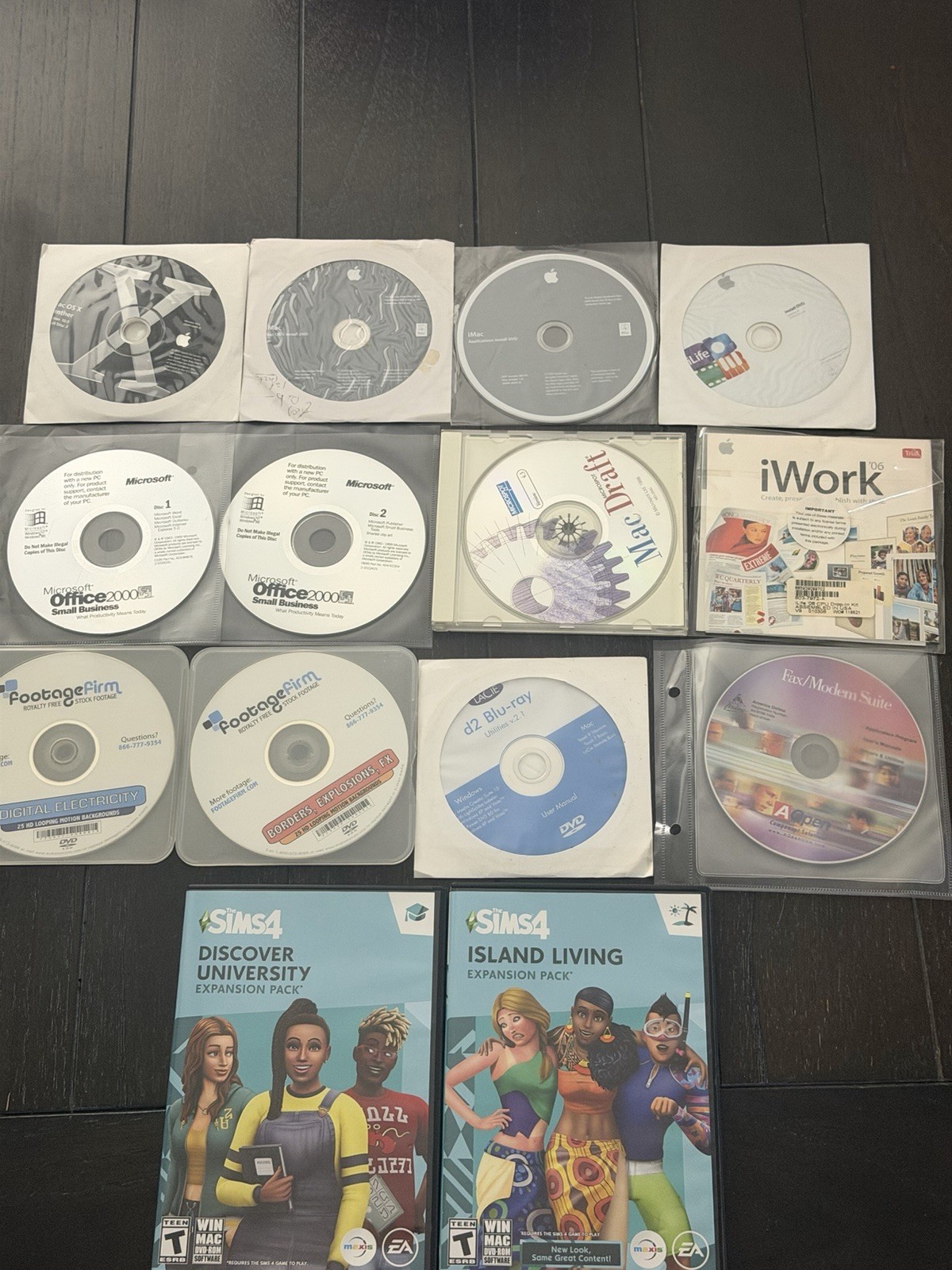 Vintage Apple Mac & Microsoft Software Bundle | iWork,Office 2000,MacOS X, Sims