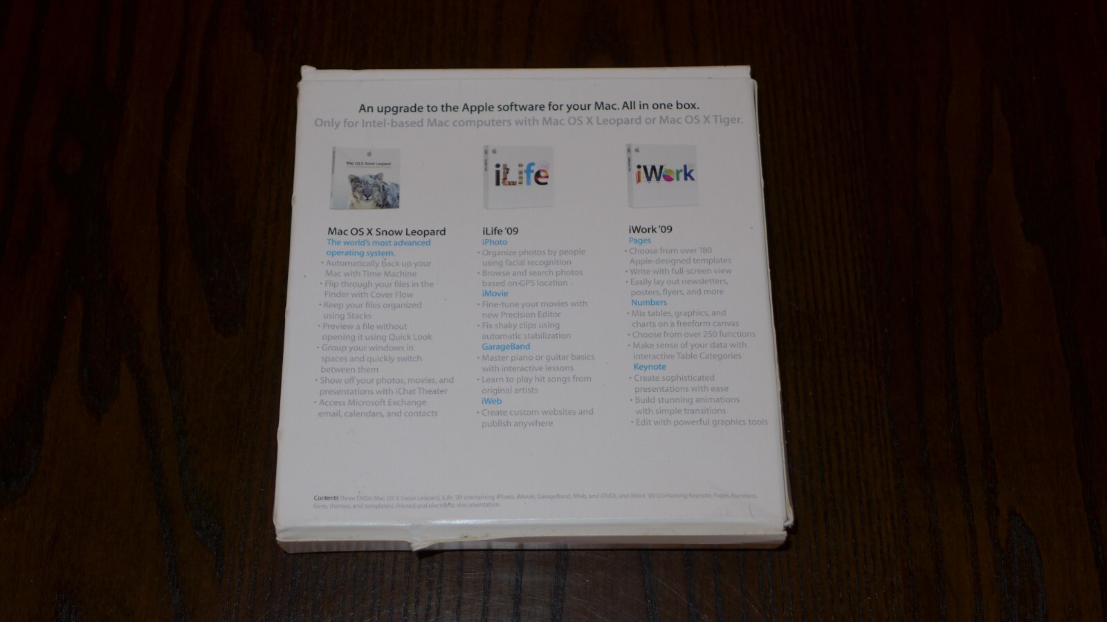 Apple Mac Box Set Includes Mac OS X Snow Leopard iLife 09 iWork 09 MC209Z/A 