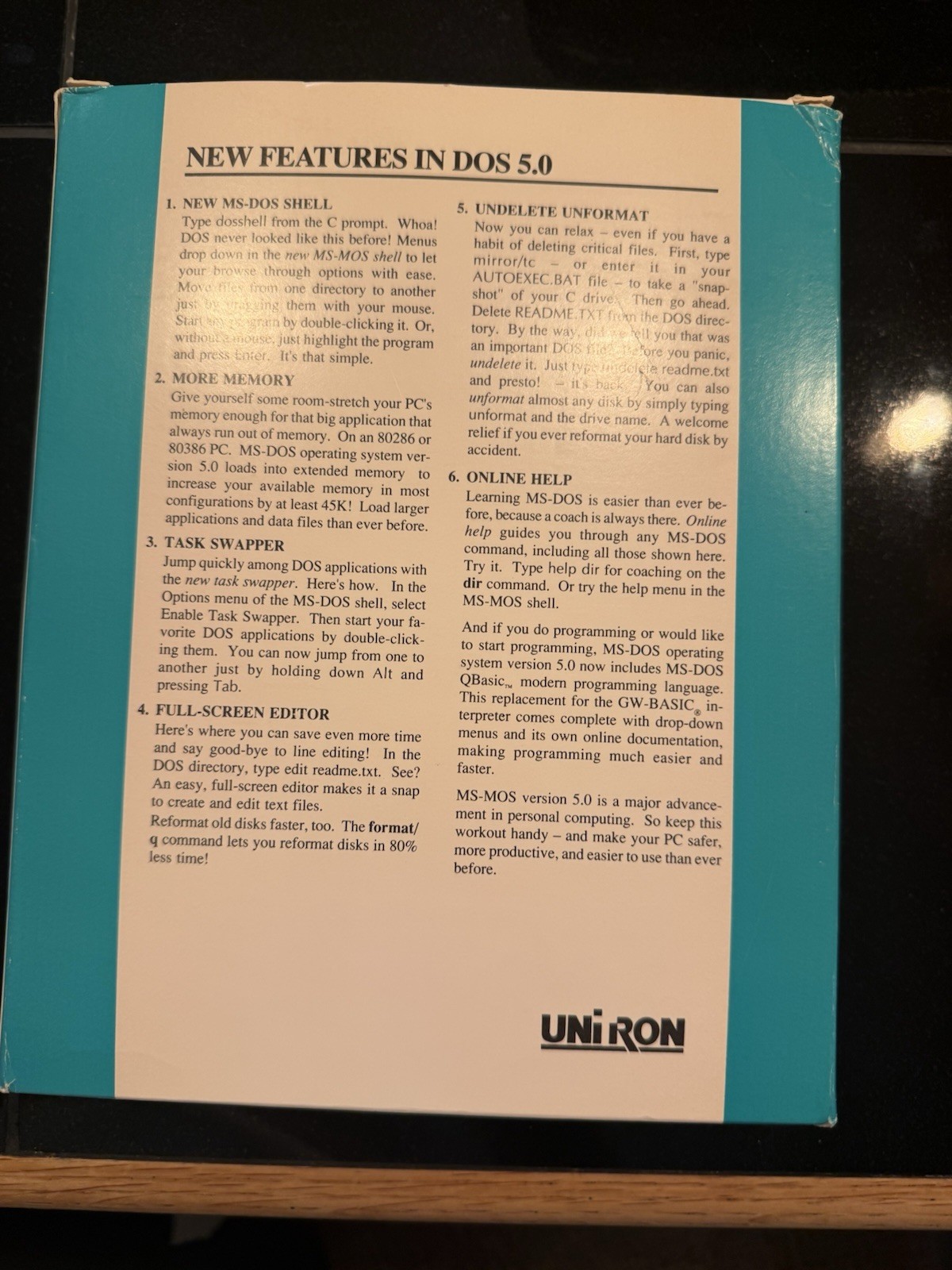 Uniron Branded MS-DOS 5.0 on 5.25” Diskettes