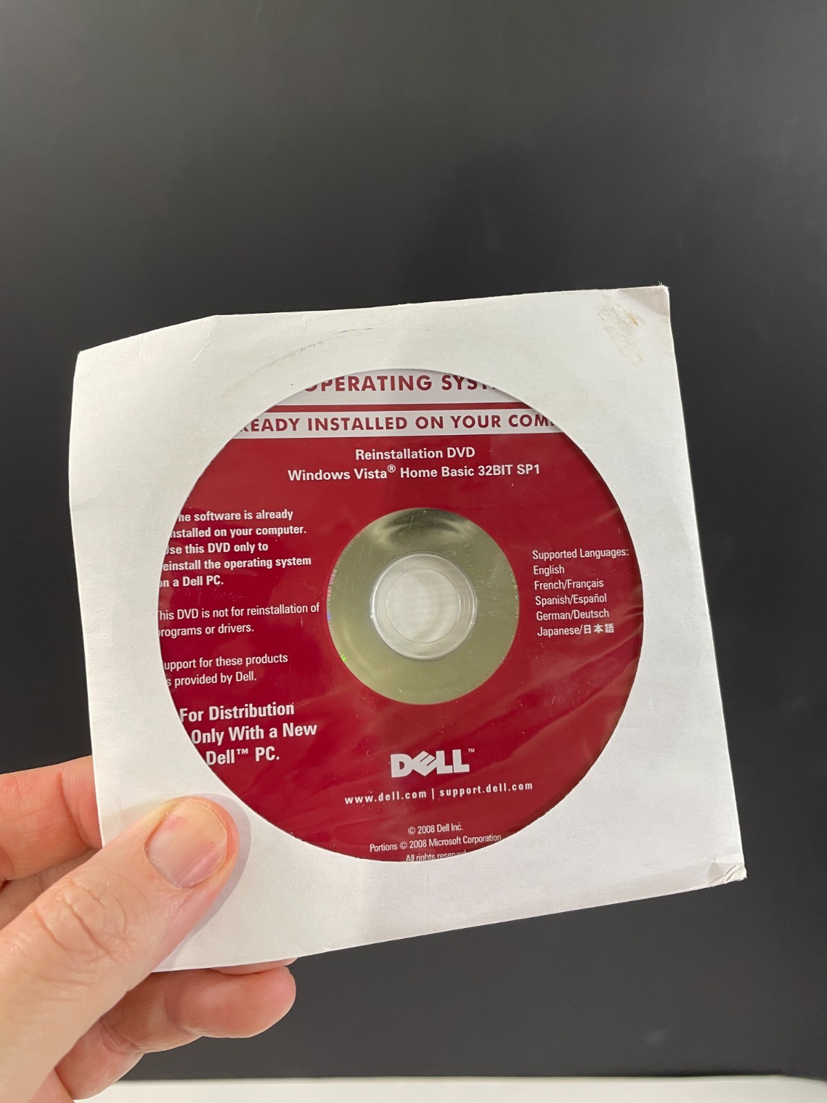 Dell Reinstallation DVD Windows Vista home basic 32bit SP1 – CD ONLY
