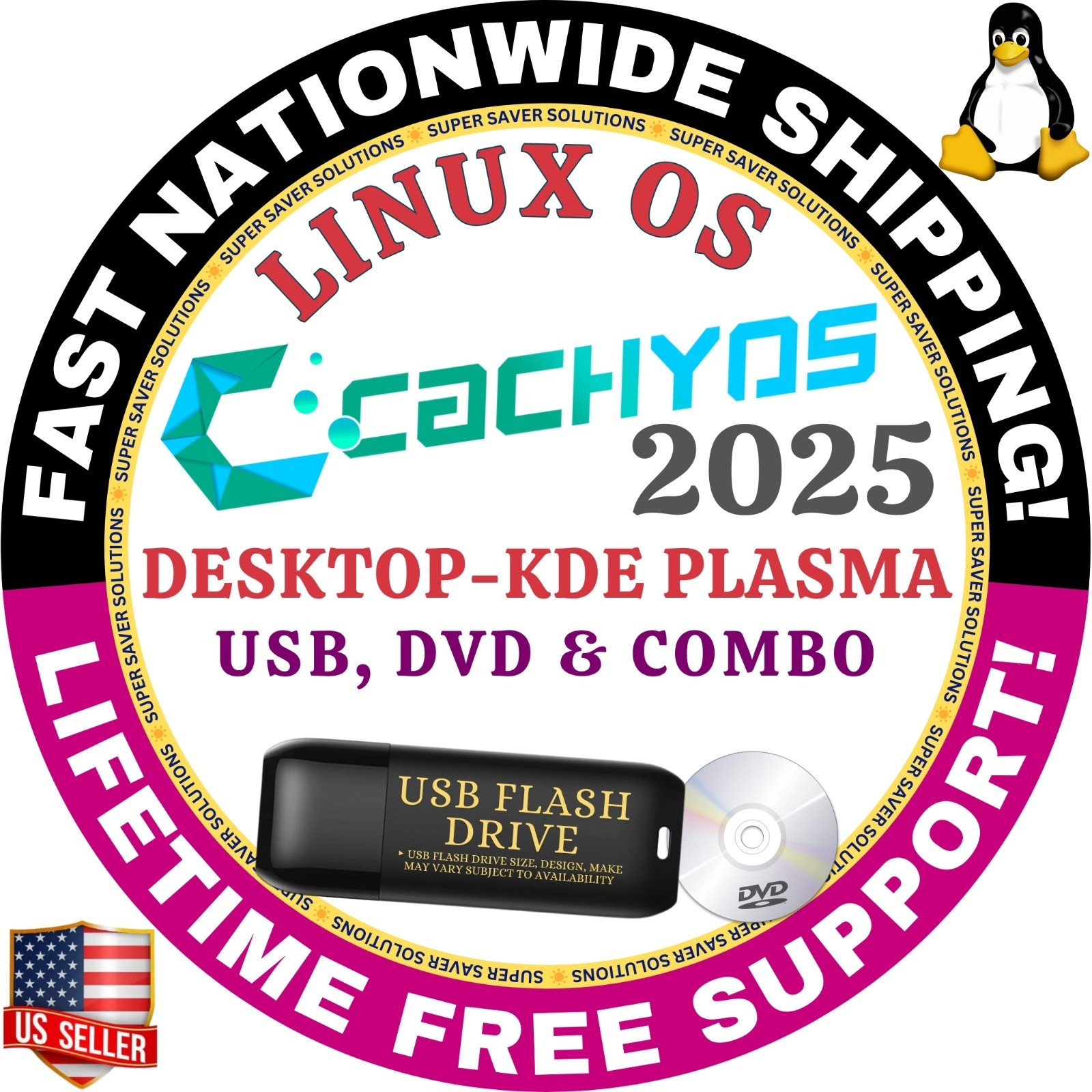 CACHYOS LINUX KDE, PLASMA | DESKTOP, HANDHELD | DVD, USB | CACHY OS | SHIPS FAST