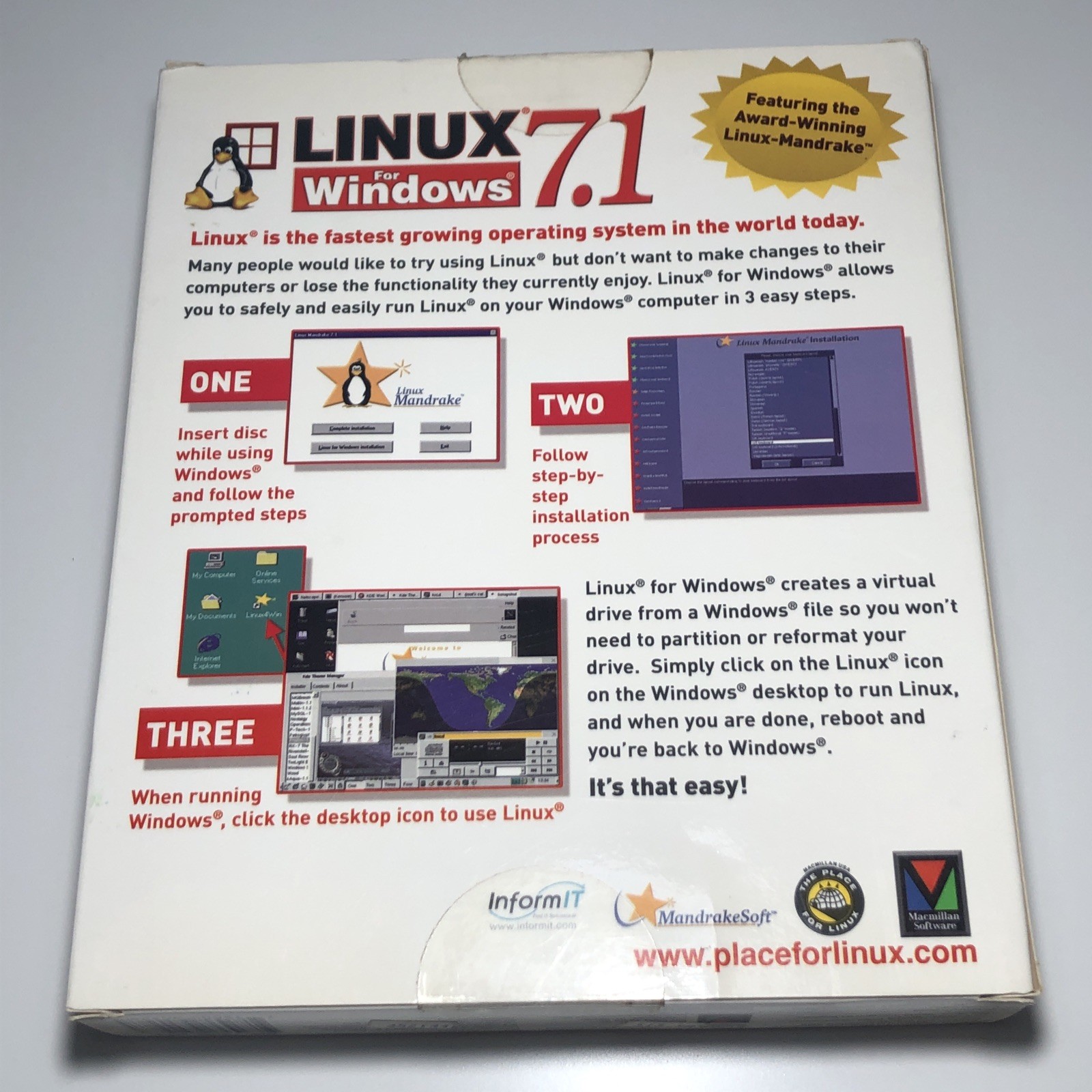 LINUX Mandrake 7.1 For Windows Installation Software sources CDs Norton 2001 AOL
