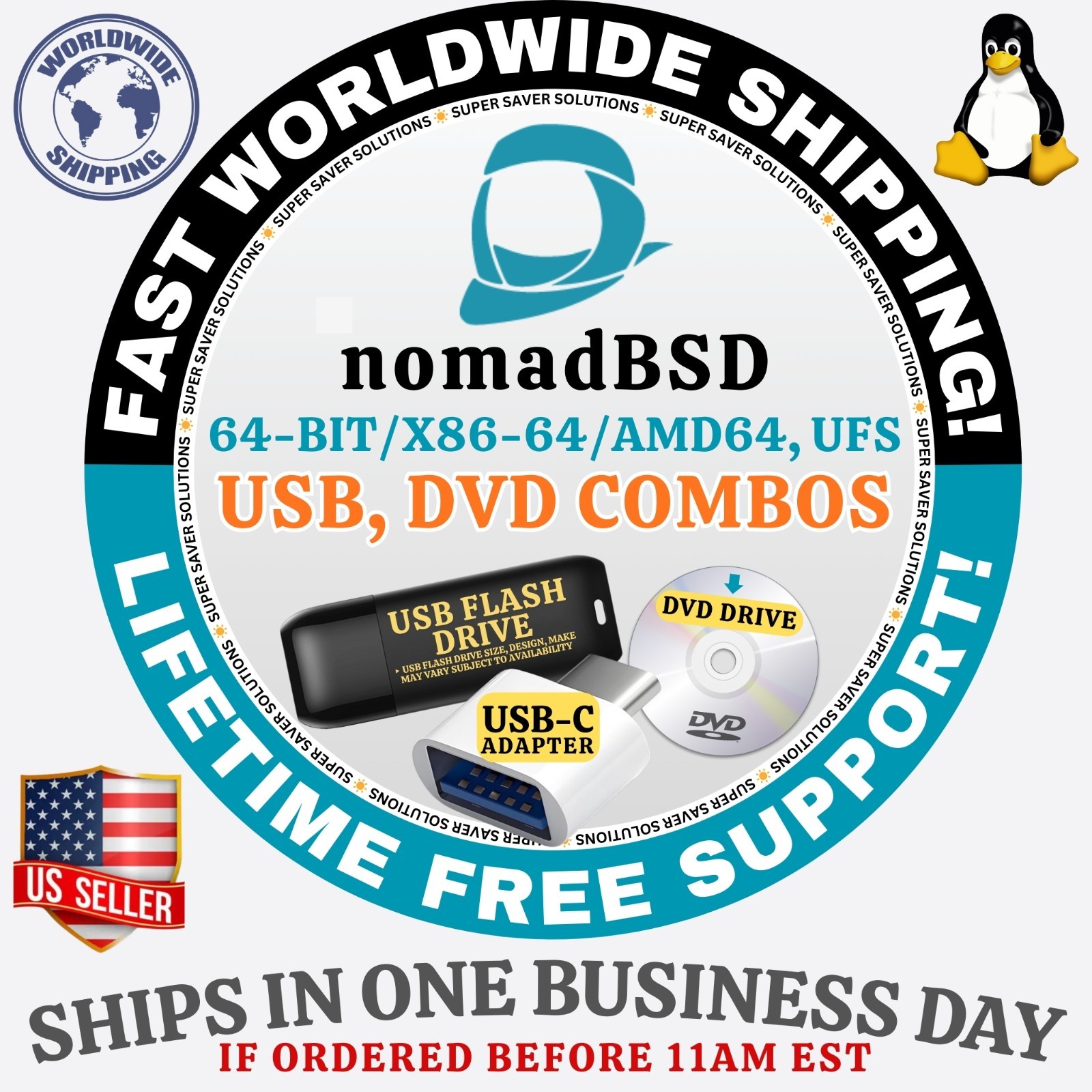 NomadBSD LINUX OS | LATEST ISO BUILD | DVD, USB COMBOS | FAST SHIP