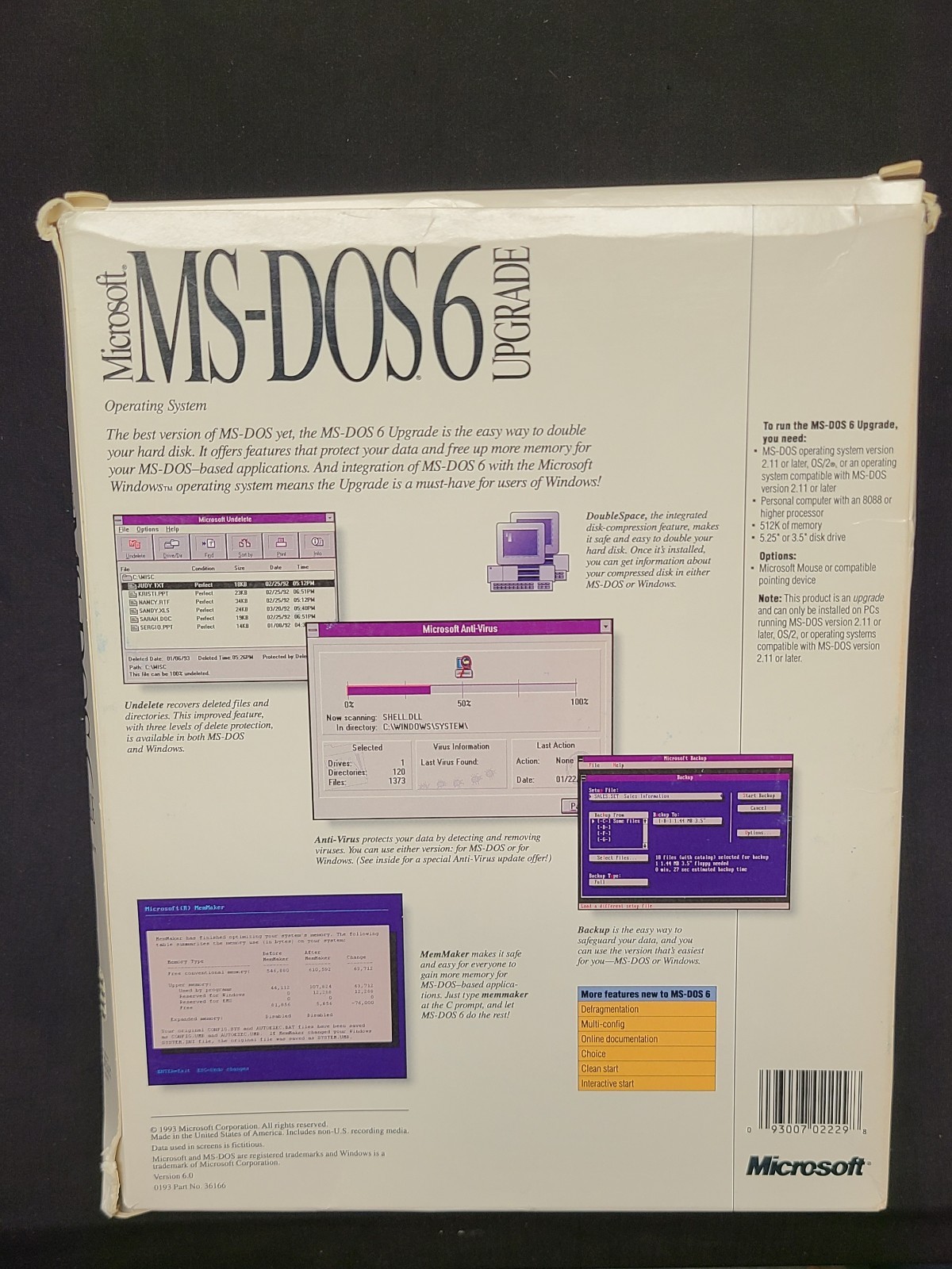 Microsoft MS-DOS 6 Upgrade Vintage Big Box PC Computer Software