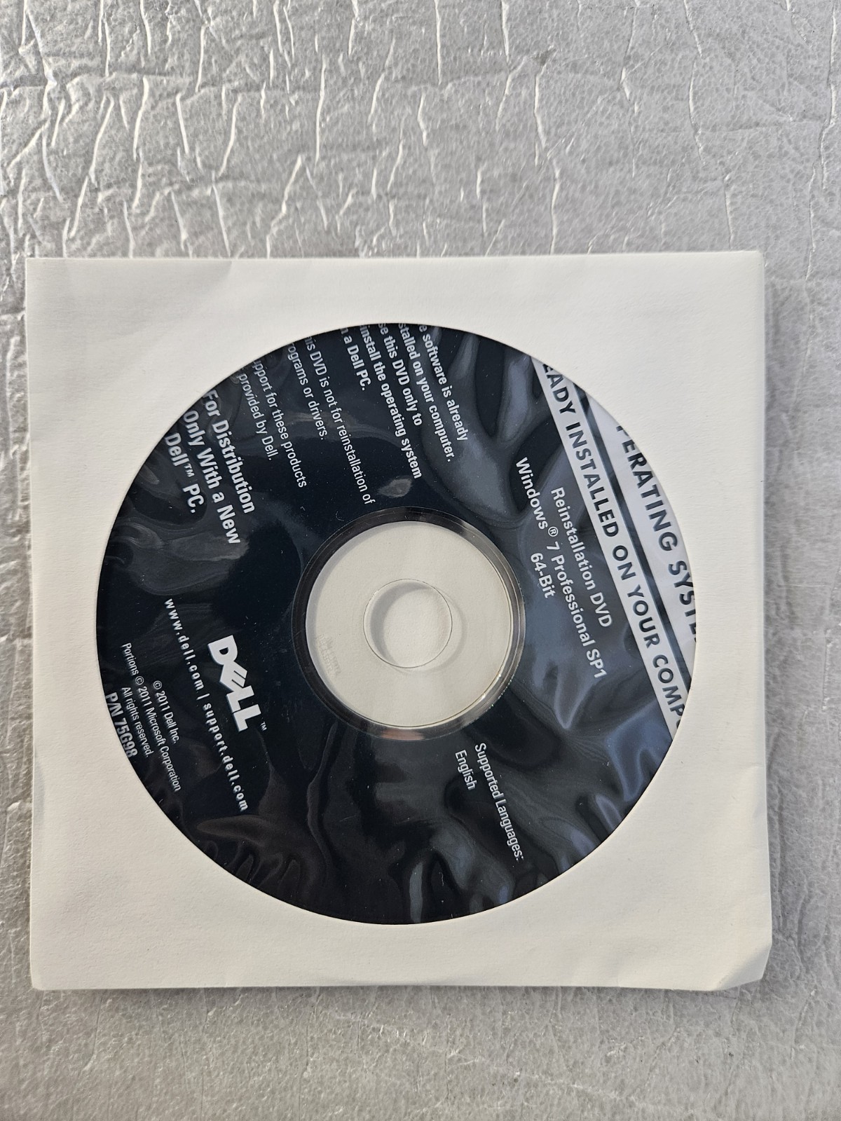 DELL 0KJX6D KJX6D Windows 7 Professional 64 Bit SP1 Reinstallation DVD Disk NEW