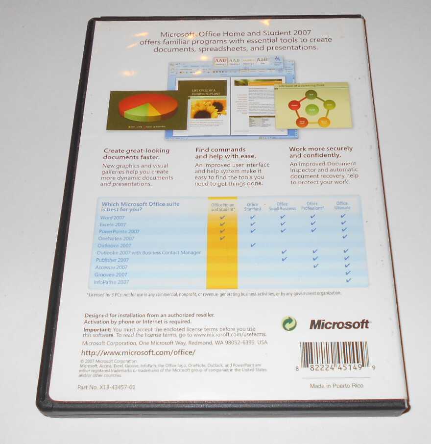 MS Microsoft Office 2007 Home and Student Full English Version With Key Code