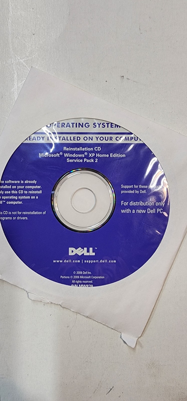 Dell OEM MICROSOFT WINDOWS XP SP2 Home Edition CD w/ Key