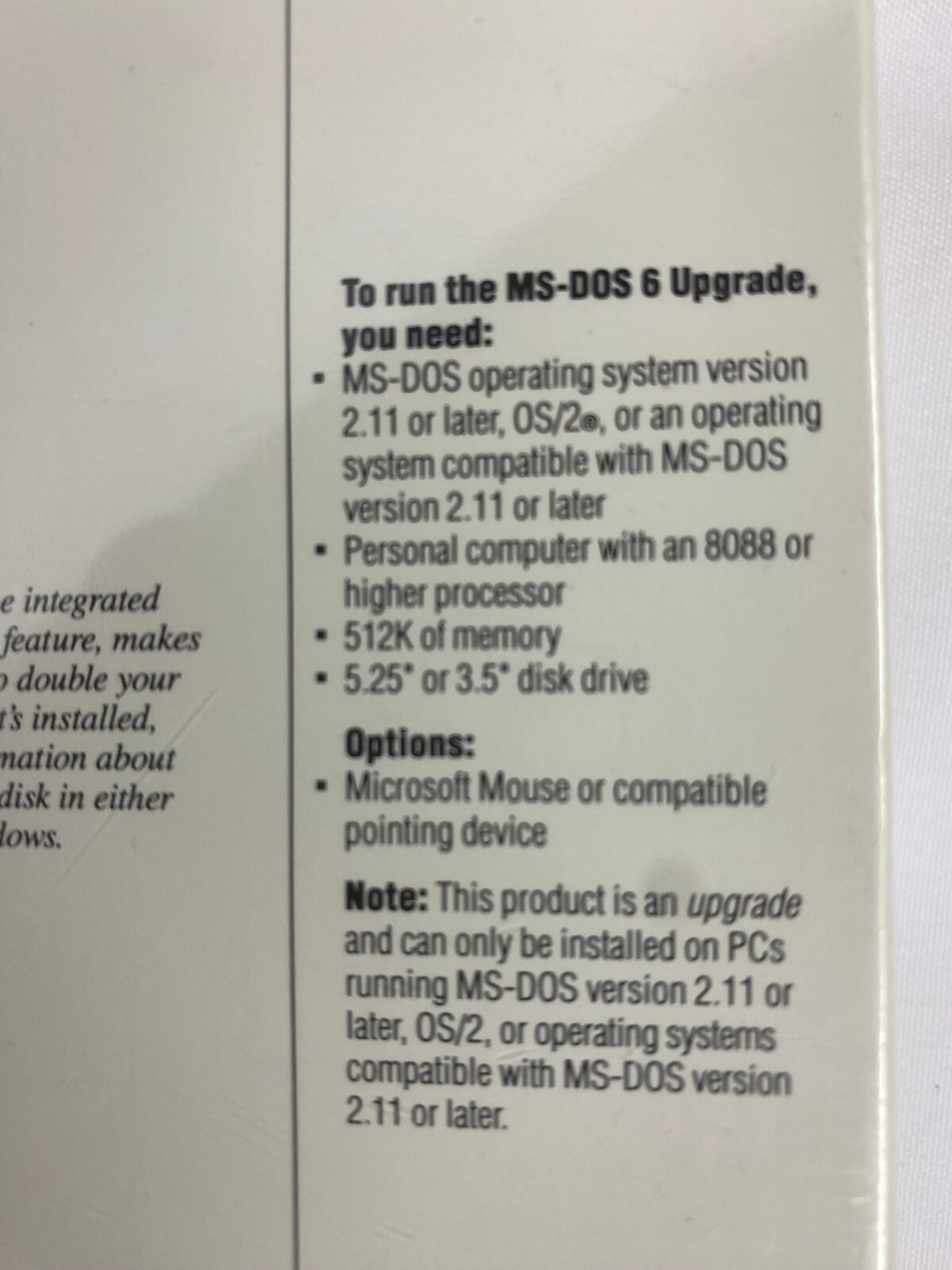 Microsoft MS-DOS6 Operating System Upgrade on 3.5 disk