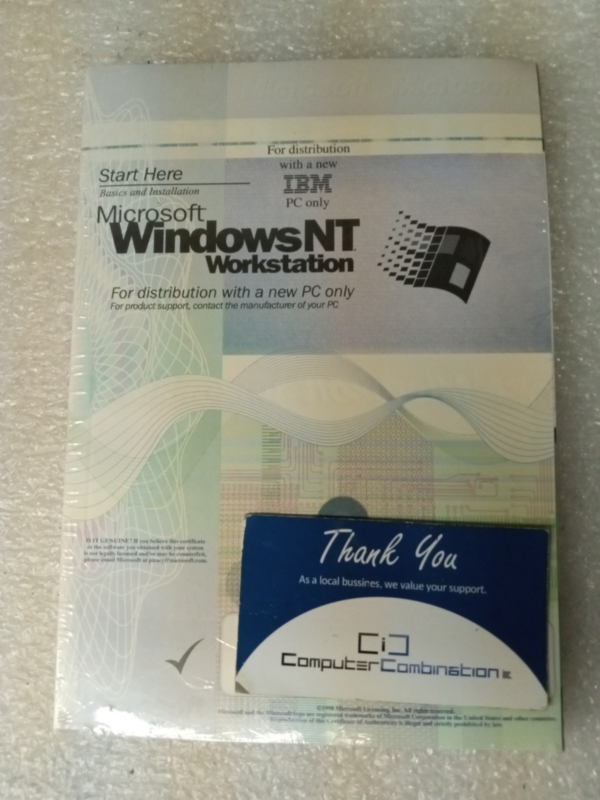 Microsoft Windows NT Workstation 4.0 OEM IBM Complete Vintage Software w/ COA