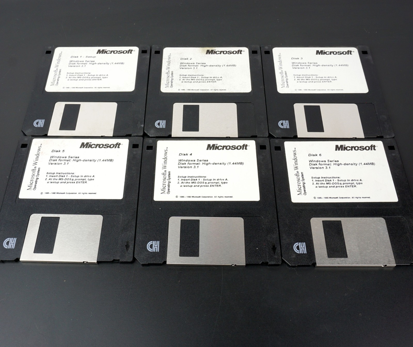 Microsoft Windows 3.1 Operating System 3.5″ Floppy Disk Set Complete OEM 6 Disks