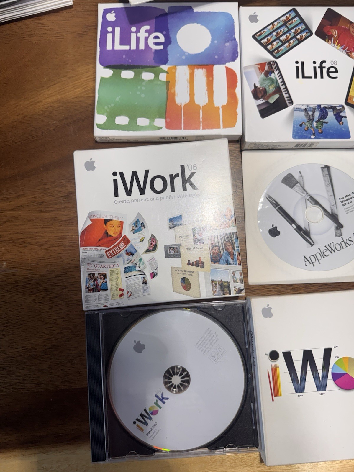 Vintage Apple Mac Software Lot iWork iLife AppleWorks OS X Restore DVD CDs