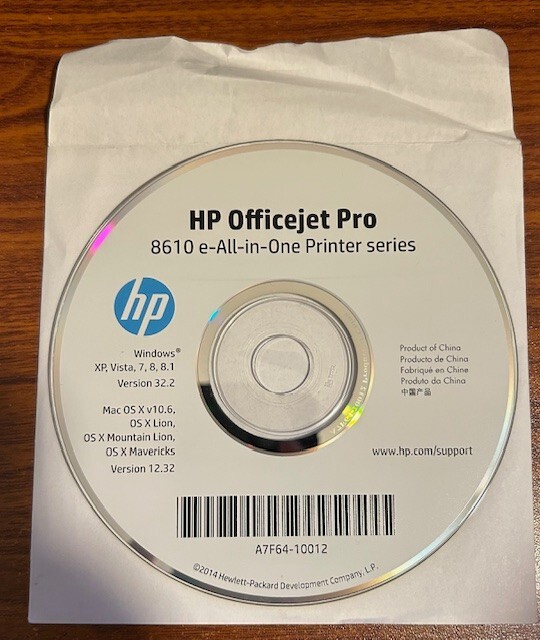 Vintage 2014 HP Officejet Pro 8610 e-All-In One Printer Series Mac Os X v10.6