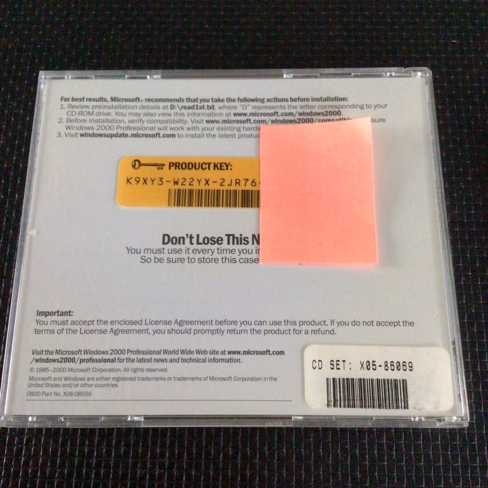 Microsoft Windows 2000 Professional Full Operating System With Floppy Disc