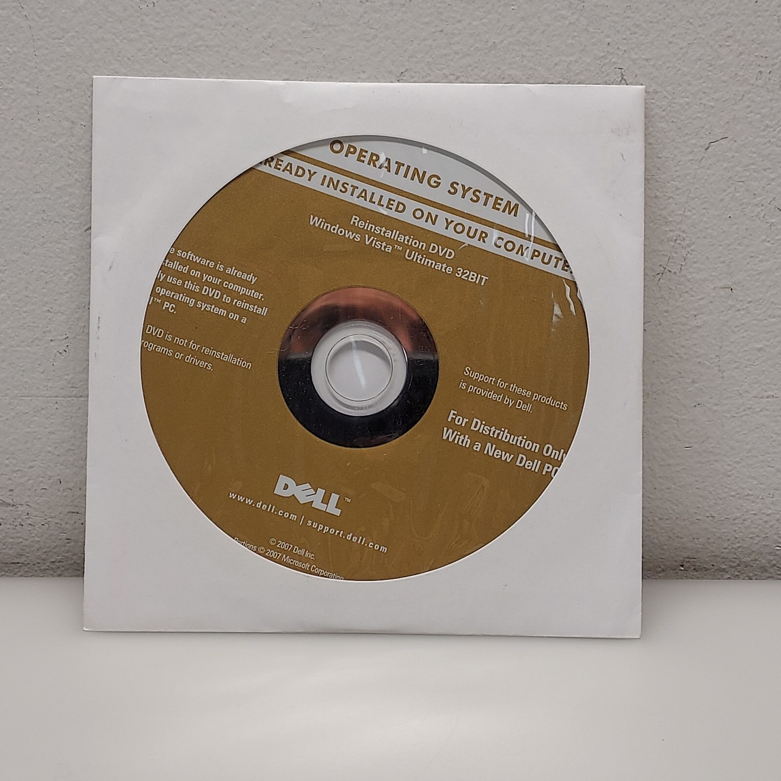 DELL WINDOWS VISTA ULTIMATE 32BIT OPERATING SYSTEM REINSTALLATION DVD DISC NEW