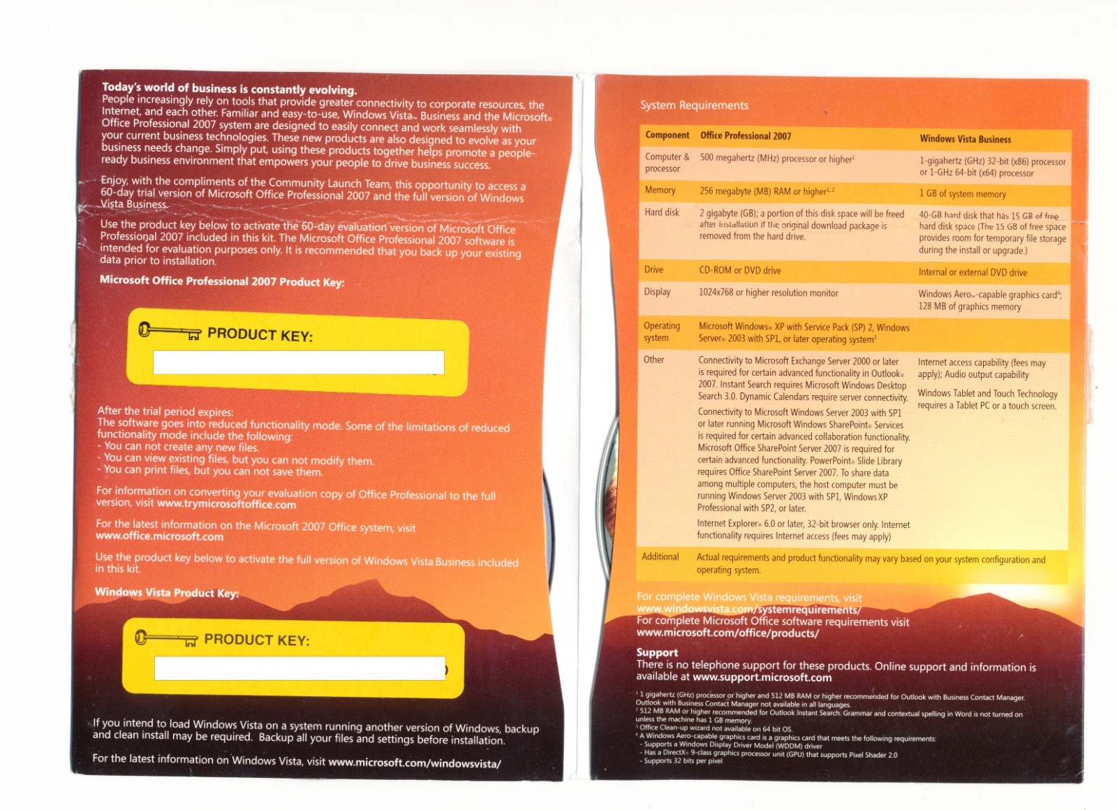 MS Windows Vista Business + Microsoft Office Pro 2007 Trial Launch Kit – 2xCD