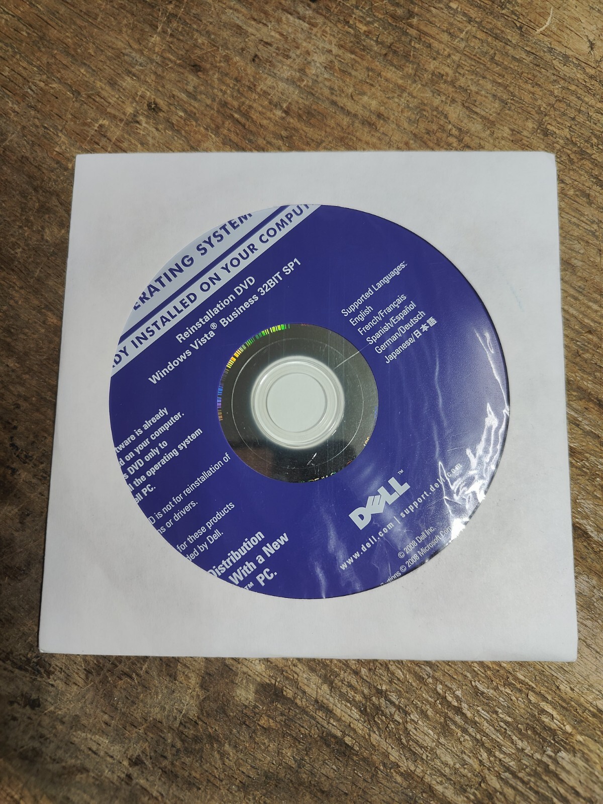 DELL Windows Vista Business 32BIT SP1 OS Reinstallation DP/N: 0G081F