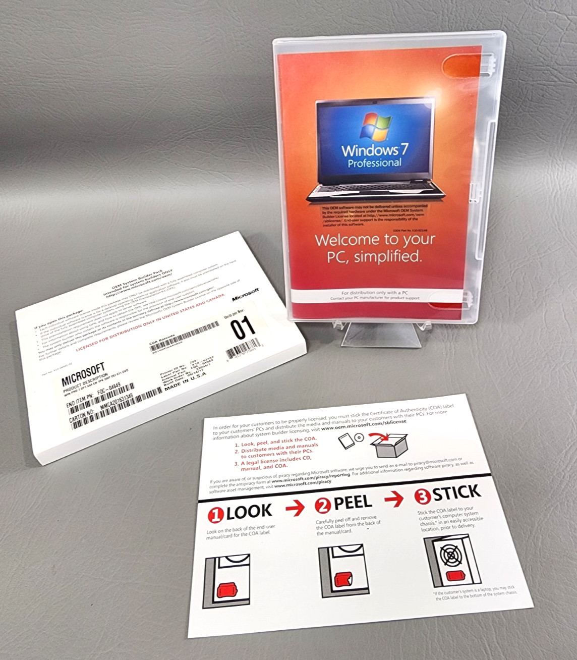 Microsoft Windows Pro 7 SP1 64-bit 1pk DSP OEI 611 DVD | NEW Old Stock