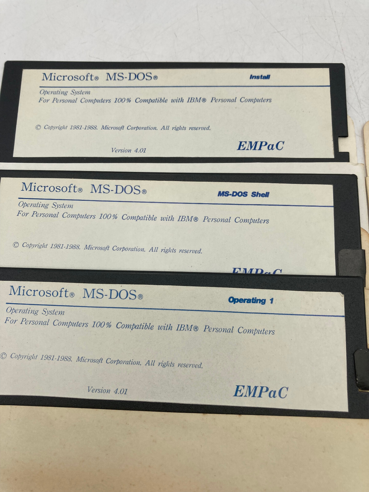 Lot of 7 MS DOS 4.01 5.25 Floppy Disk Software Set OEM Disks EMPaC
