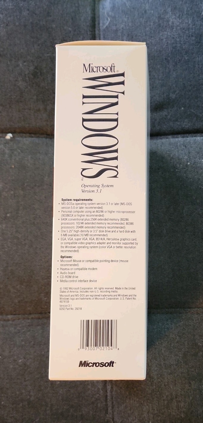 Microsoft Windows 3.1 Upgrade Edition 29220 Retail Box Floppy 3.5″ English