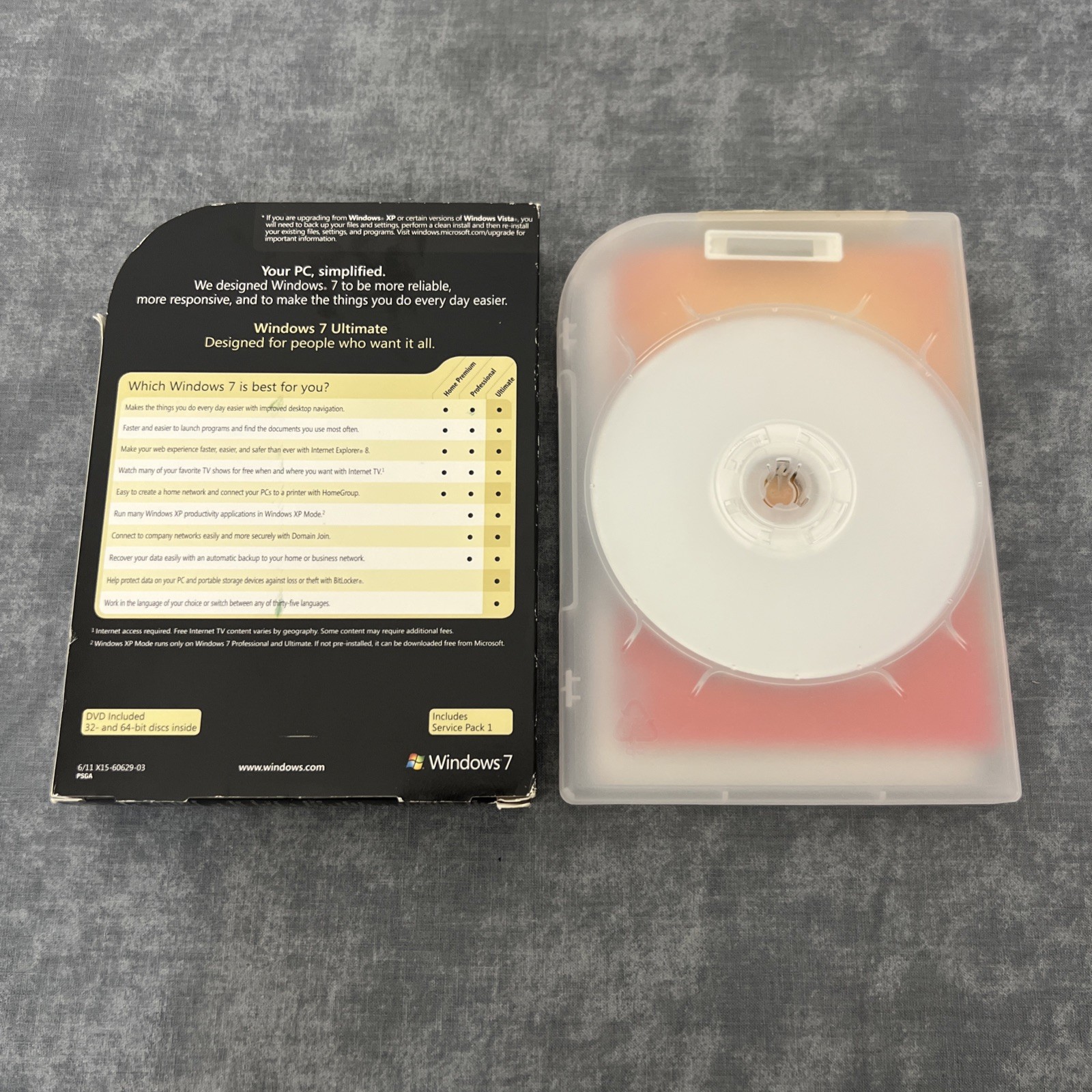 Microsoft Windows 7 Ultimate Upgrade 32/64 DVD with Key in Retail Box