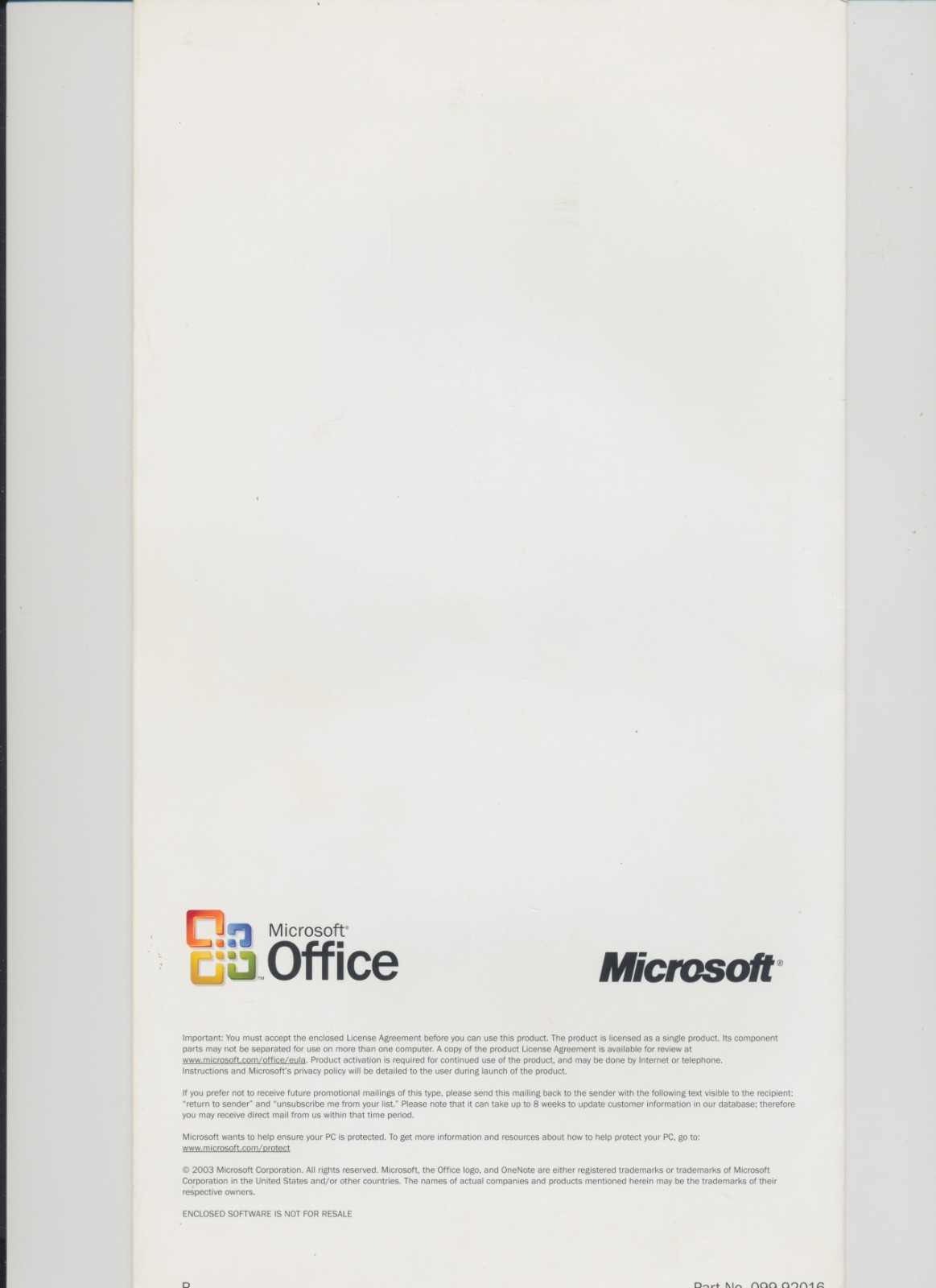 Microsoft Office Pro 2003 + MS OneNote 2003 – Early Release – 2 x CDR w/folder