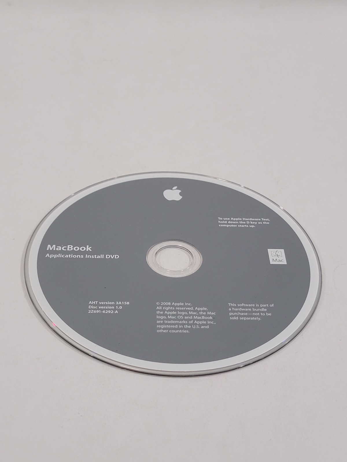 MacBook Application Install DVD – Disc Version 1 – Version 3A158 – 2Z691-6292-A