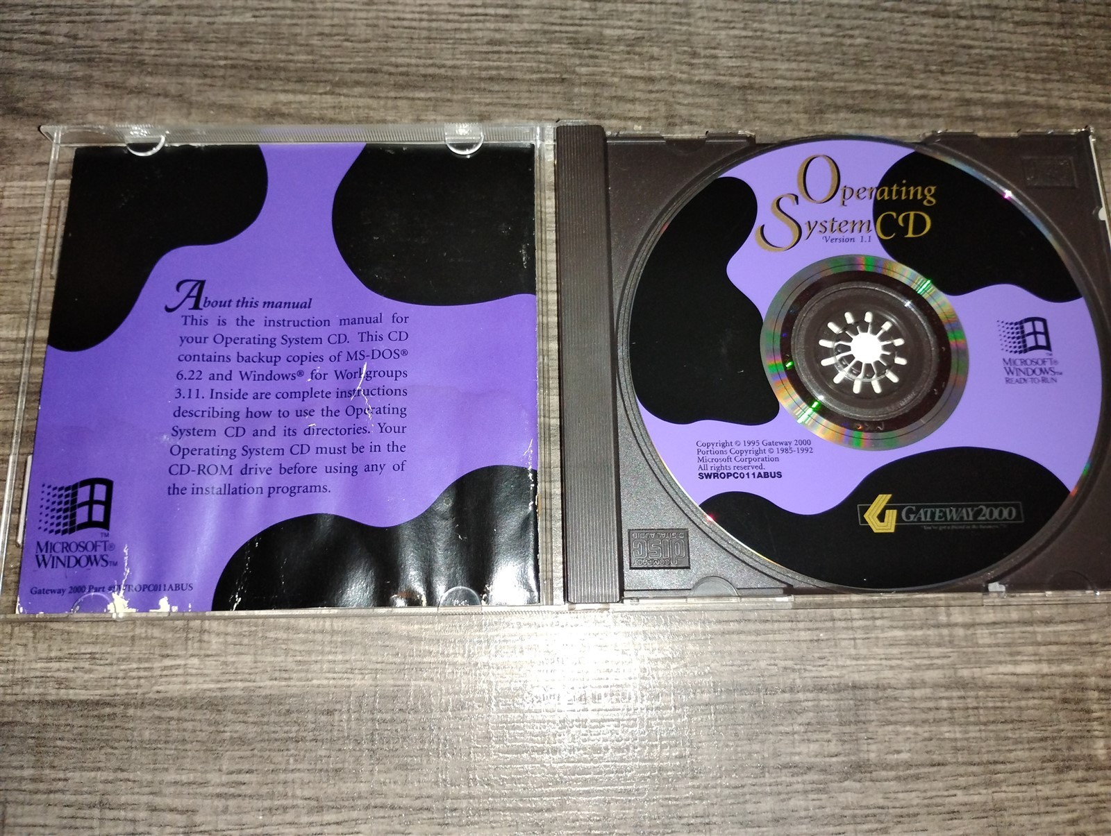 Microsoft Windows For Workgroups 3.11 & MS-DOS 6.22 PC CD-ROM 1995 Gateway 2000