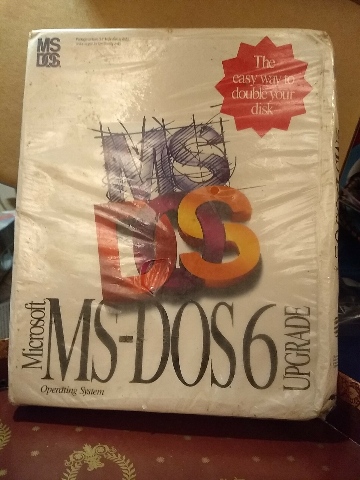 Microsoft MS-DOS 6 Upgrade. Vintage, New Sealed Retail pkg. 3.5″ disks.