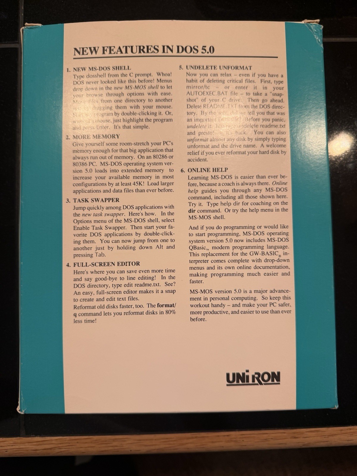 Uniron Branded MS-DOS 5.0 on 5.25” Diskettes