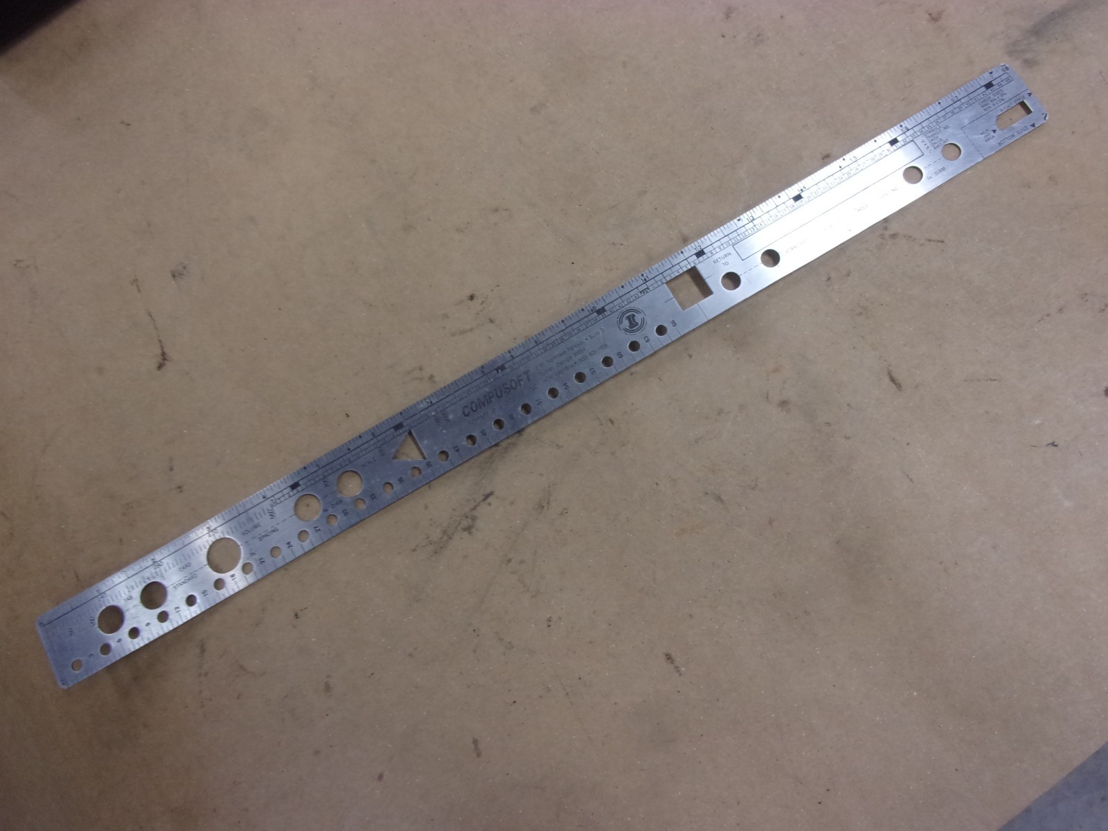 Vtg COMPUSOFT No. 6064 18″ Ruler Template Paper Caliper Geometric Architect USA