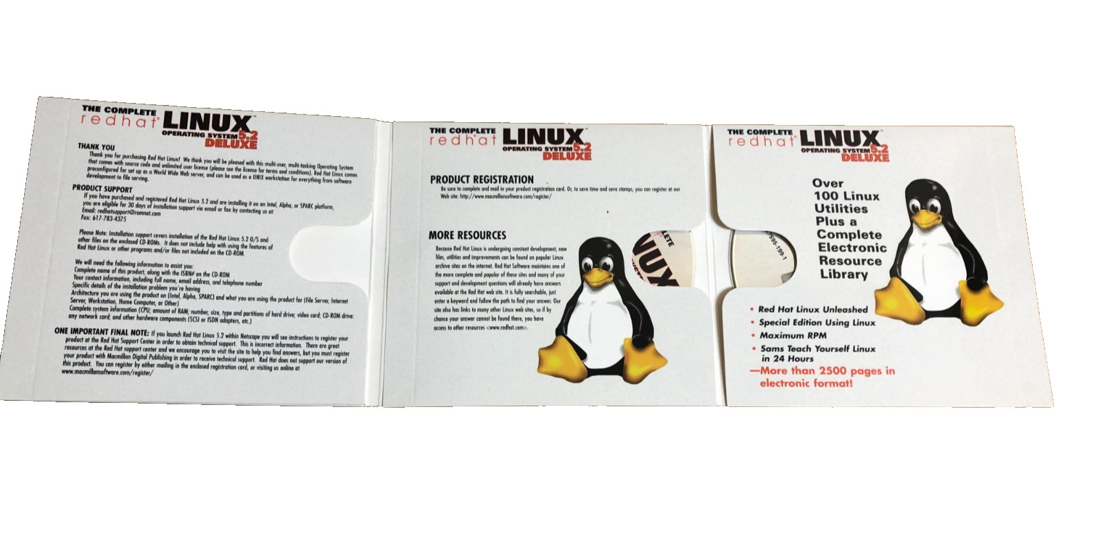 Official Red Hat Linux 5.2 OS (1998) CD 2 & Bonus Disc Vintage Software **