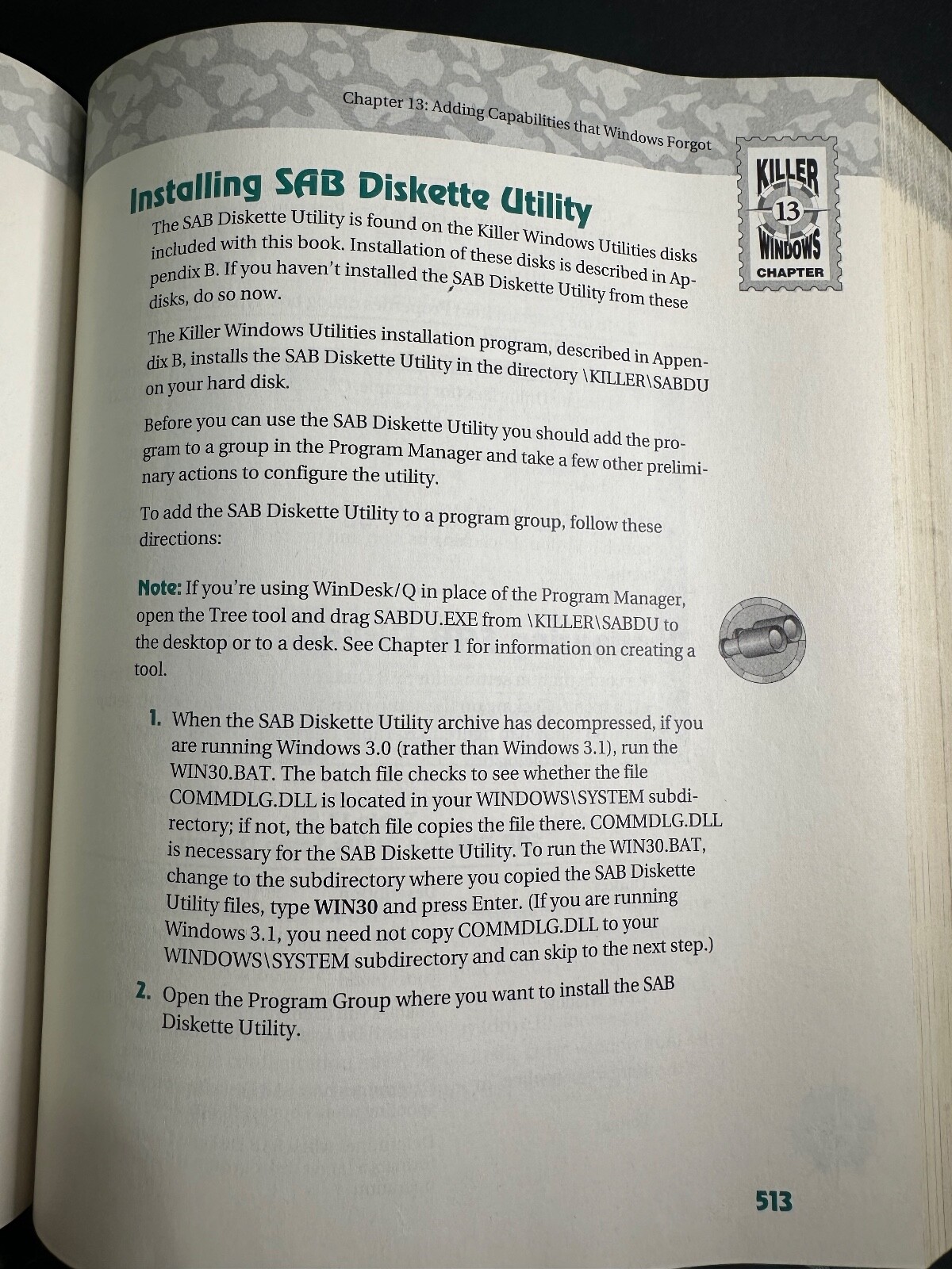 Killer Windows Utilities Microsoft 1993 Retro Floppy Disk QUE Windows