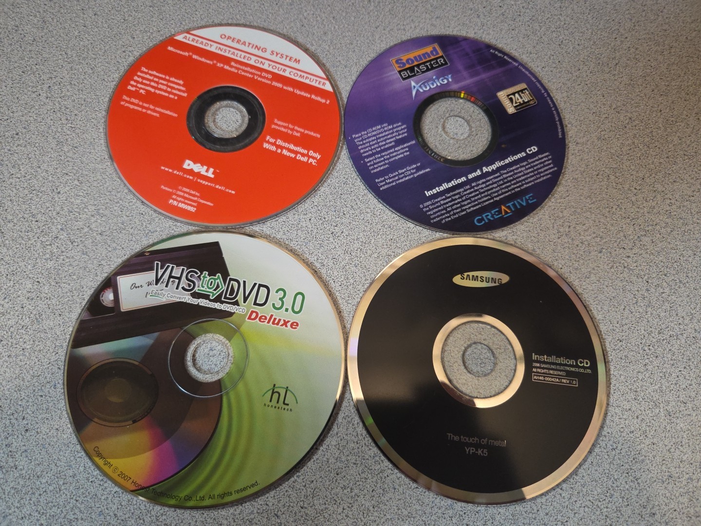 Lot of Various PC Discs: Dell, Inspiron, Reinstallation CDs, Microsoft Windows..
