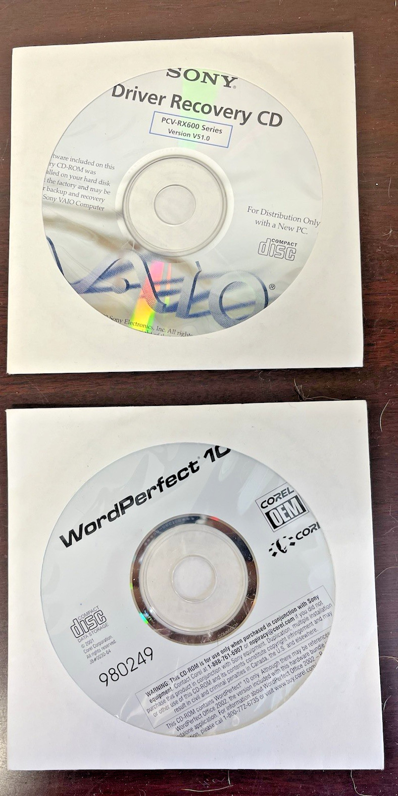 Sony VAIO Recovery CD – Driver/System/Application – PCV‑RX/K Series OEM