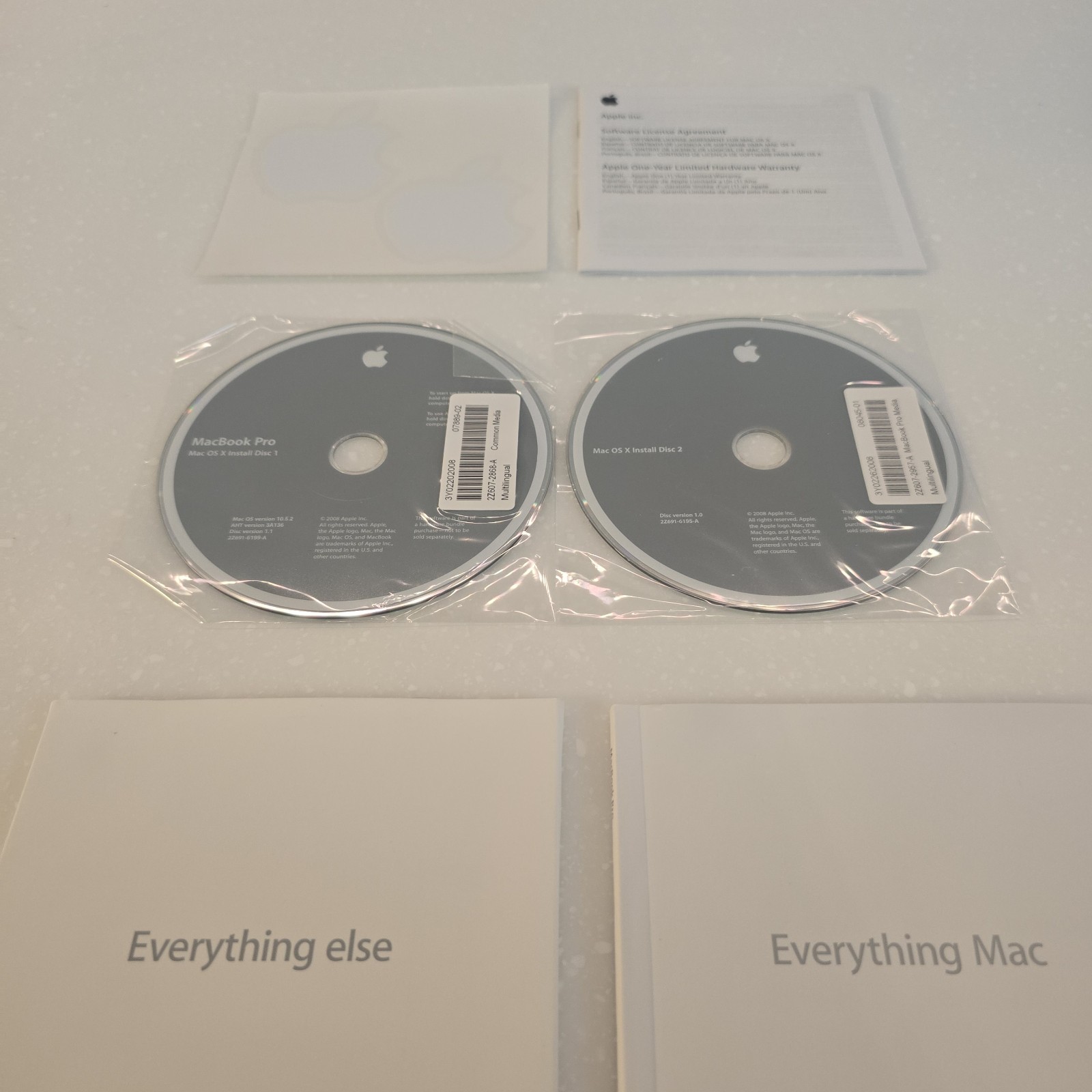 MacBook Pro OS X Install Disc 1 & 2 Version 10.5.2 2008 OEM
