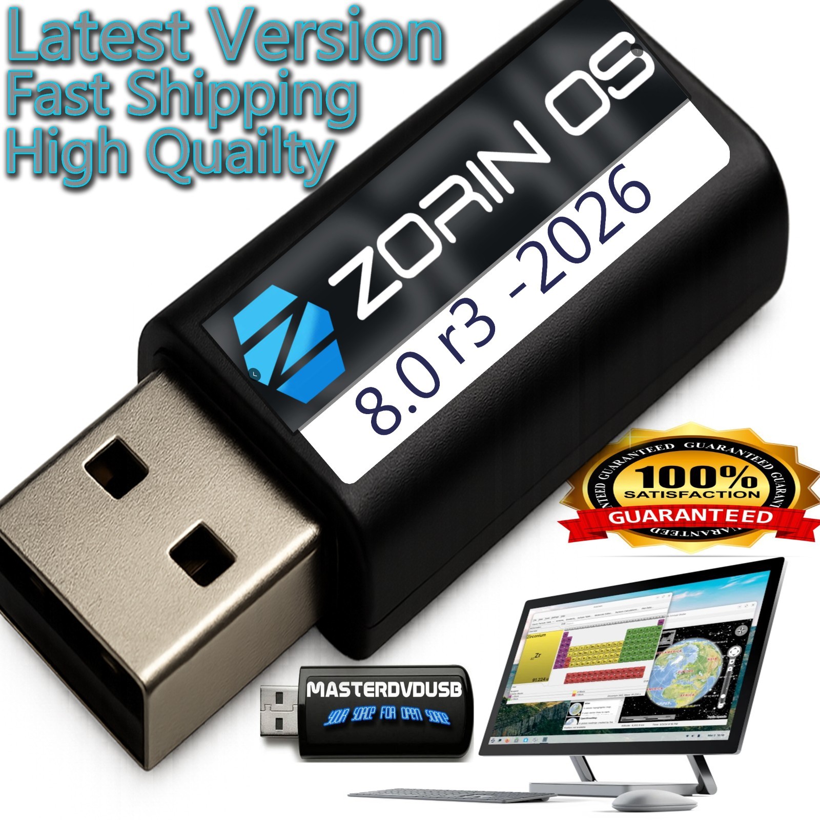Zorin OS 8.0 r3 Core – 8GB Bootable USB – 2026 – Live & Installer – UEFI/BIOS