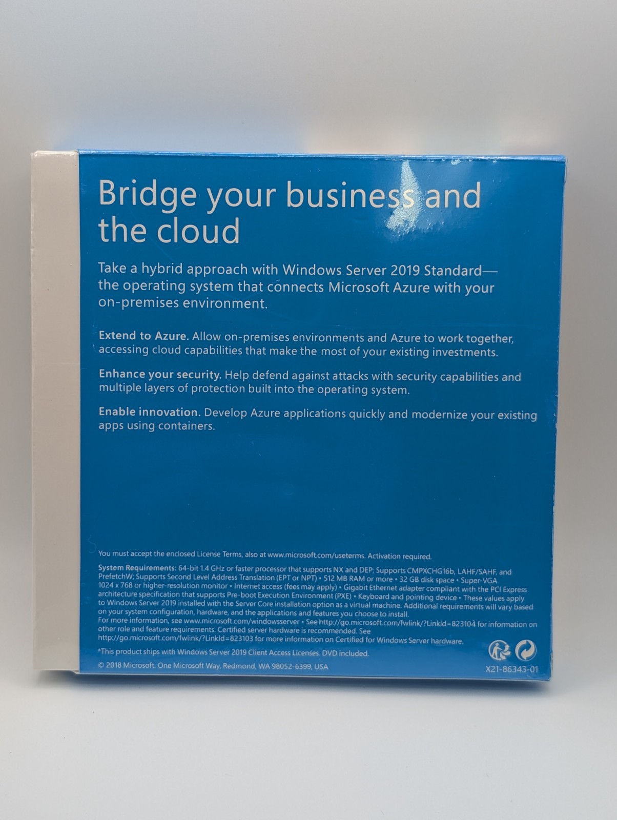 Microsoft Windows Server 2019 Standard 16 Core DVD 5 CAL New Factory Sealed