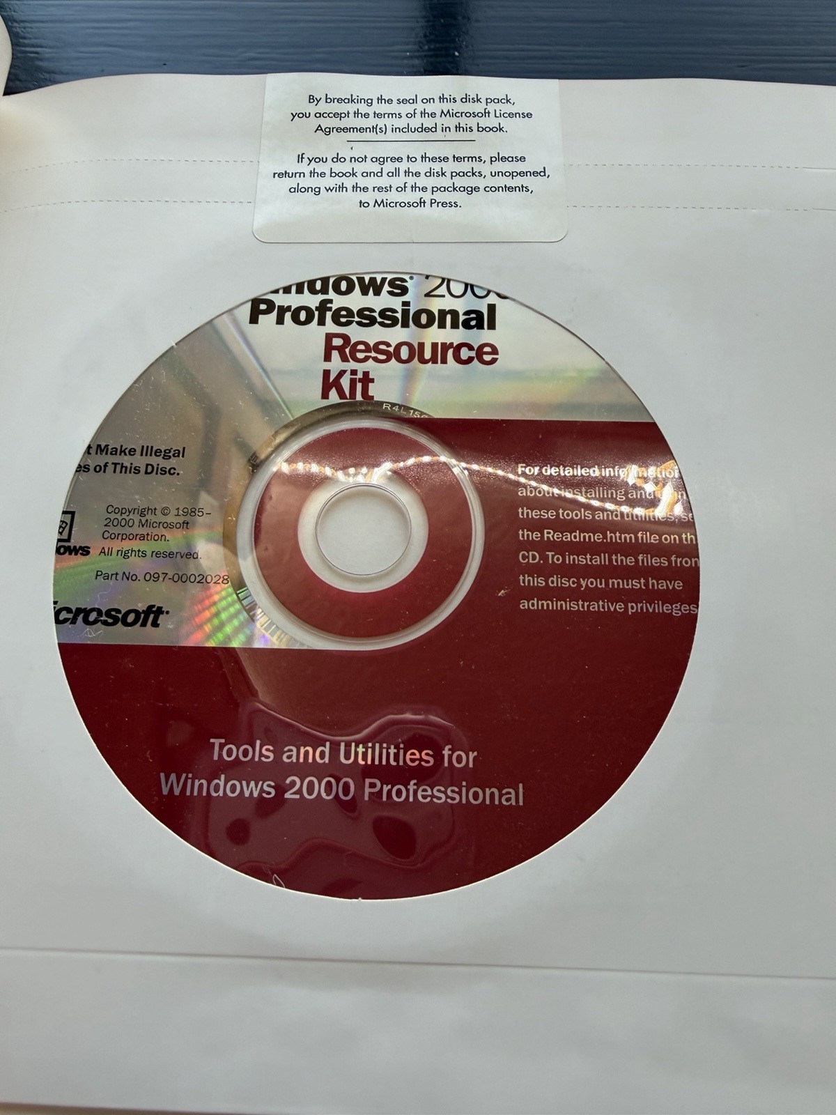 Microsoft Windows 2000 Professional Resource Kit CD-ROM English NFR