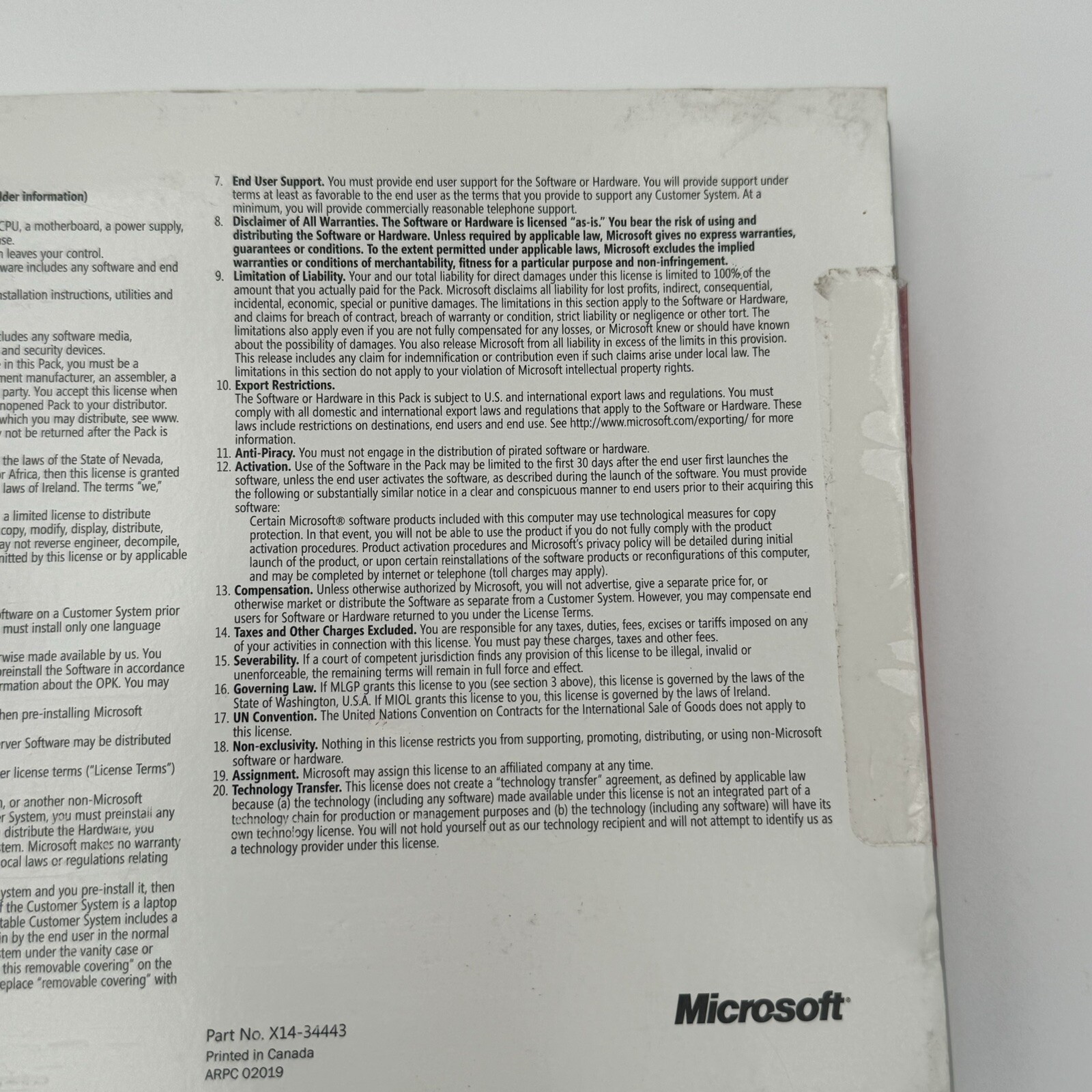 Microsoft OEM System Builder Pack Windows Vista Business SP1 32 BIT X13-04441