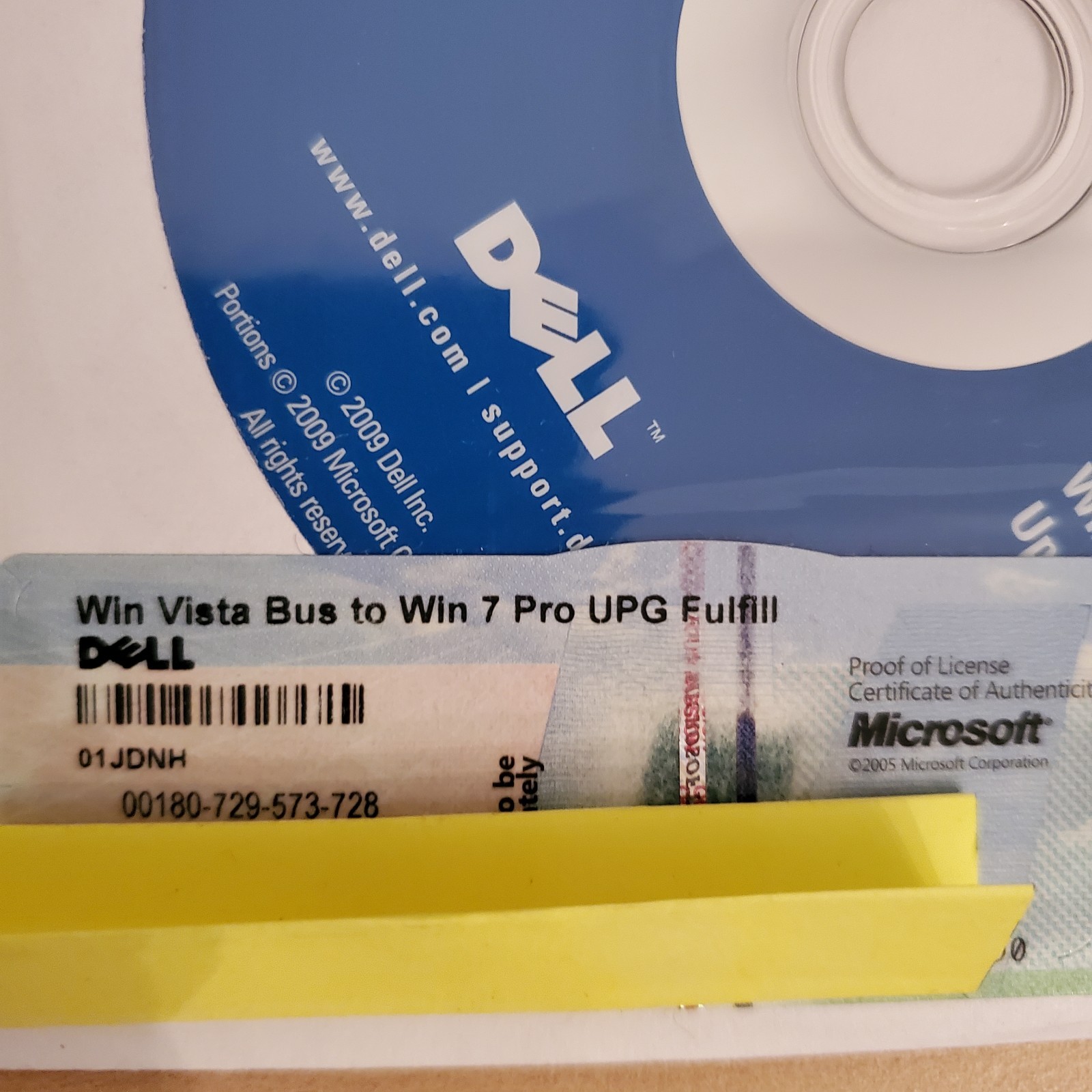 Dell Windows 7 Upgrade Vista Business to Windows 7 Pro /w Upgrade Assistant DVD