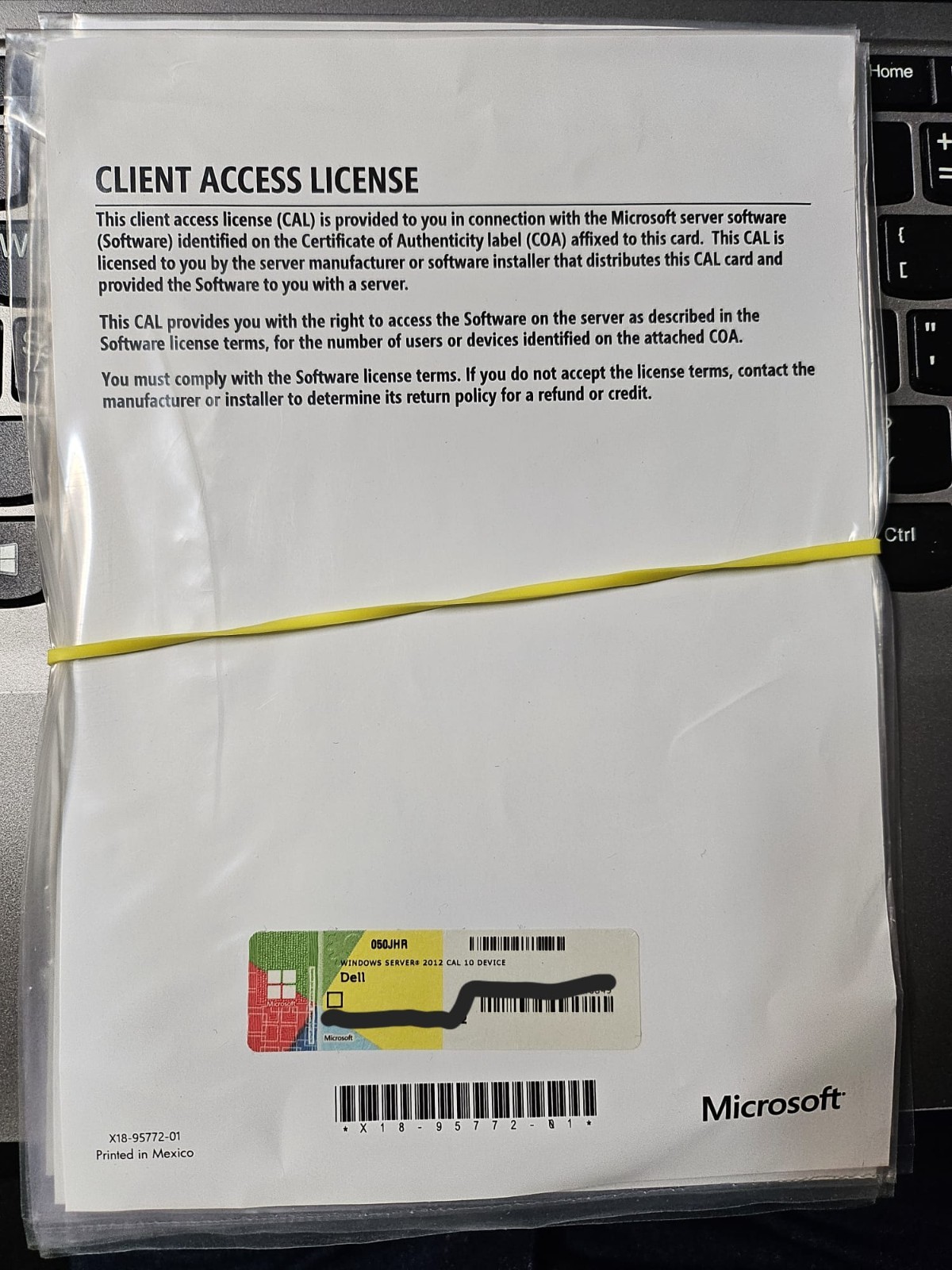 Dell 50JHR Windows Server 2012 CAL 10 DEVICE License.