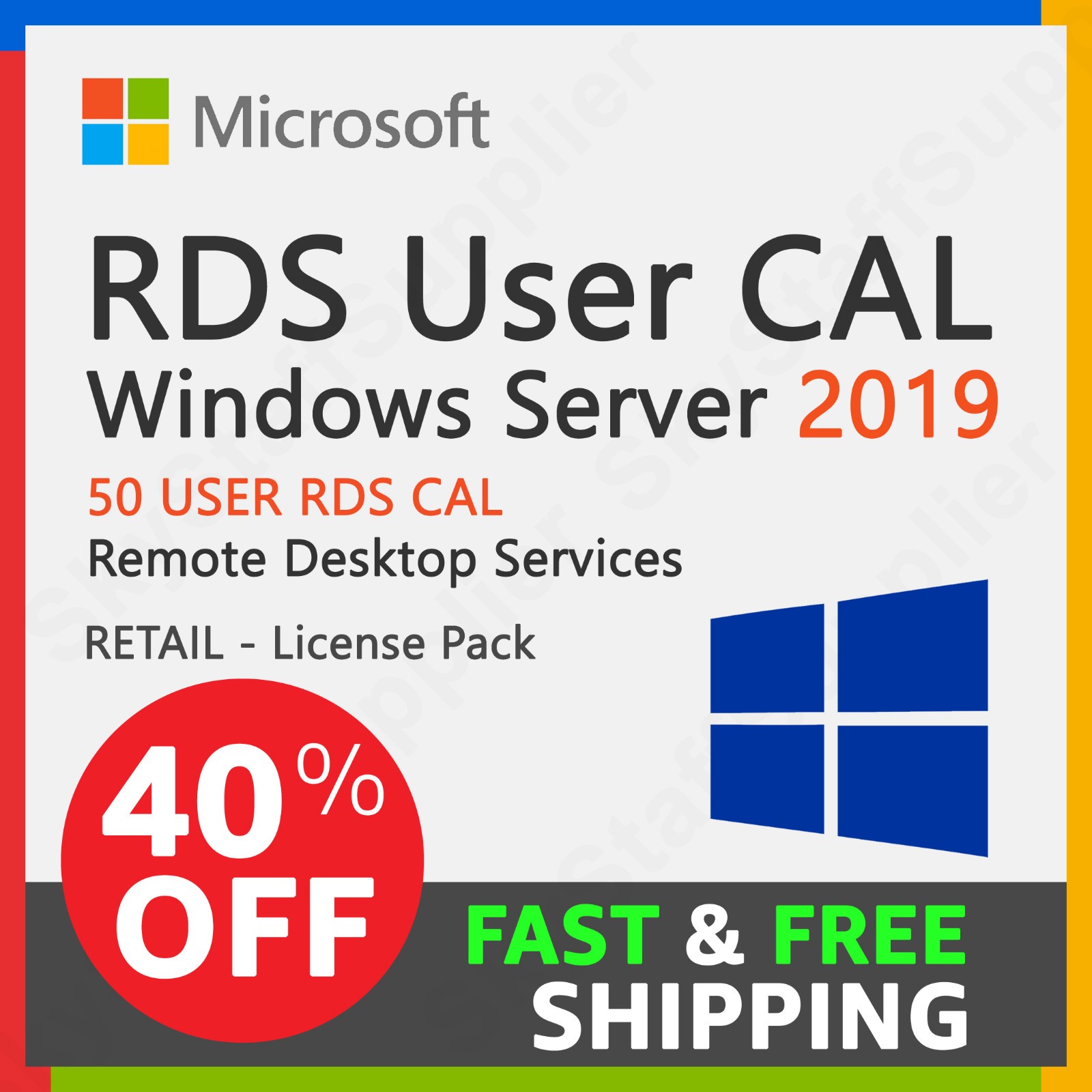 Windows Server 2019 Remote Desktop RDS Licenses 50 Users FULL NEW RETAIL PACK